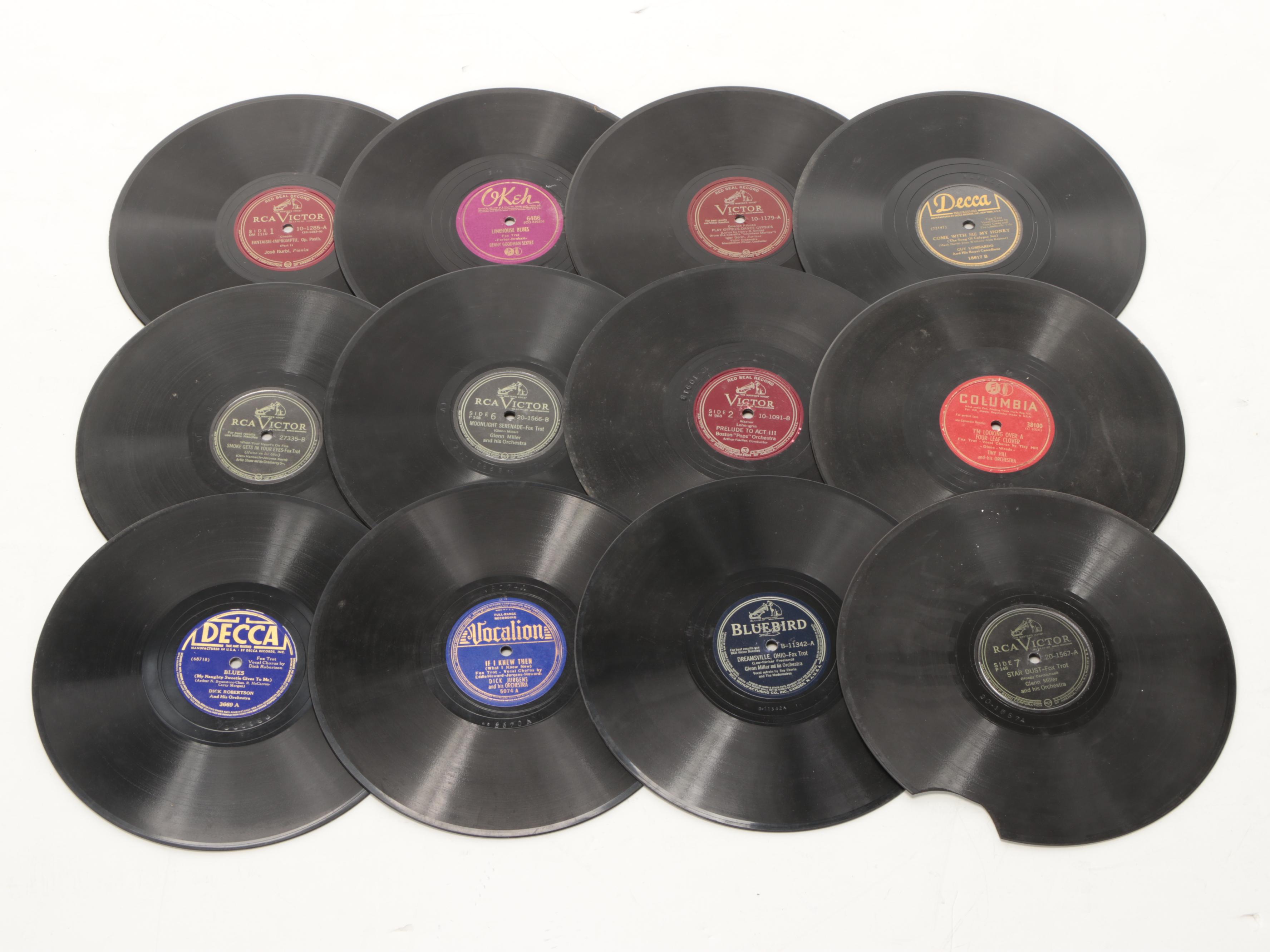 Victor Victrola Orthophonic Phonograph Record Player with Records