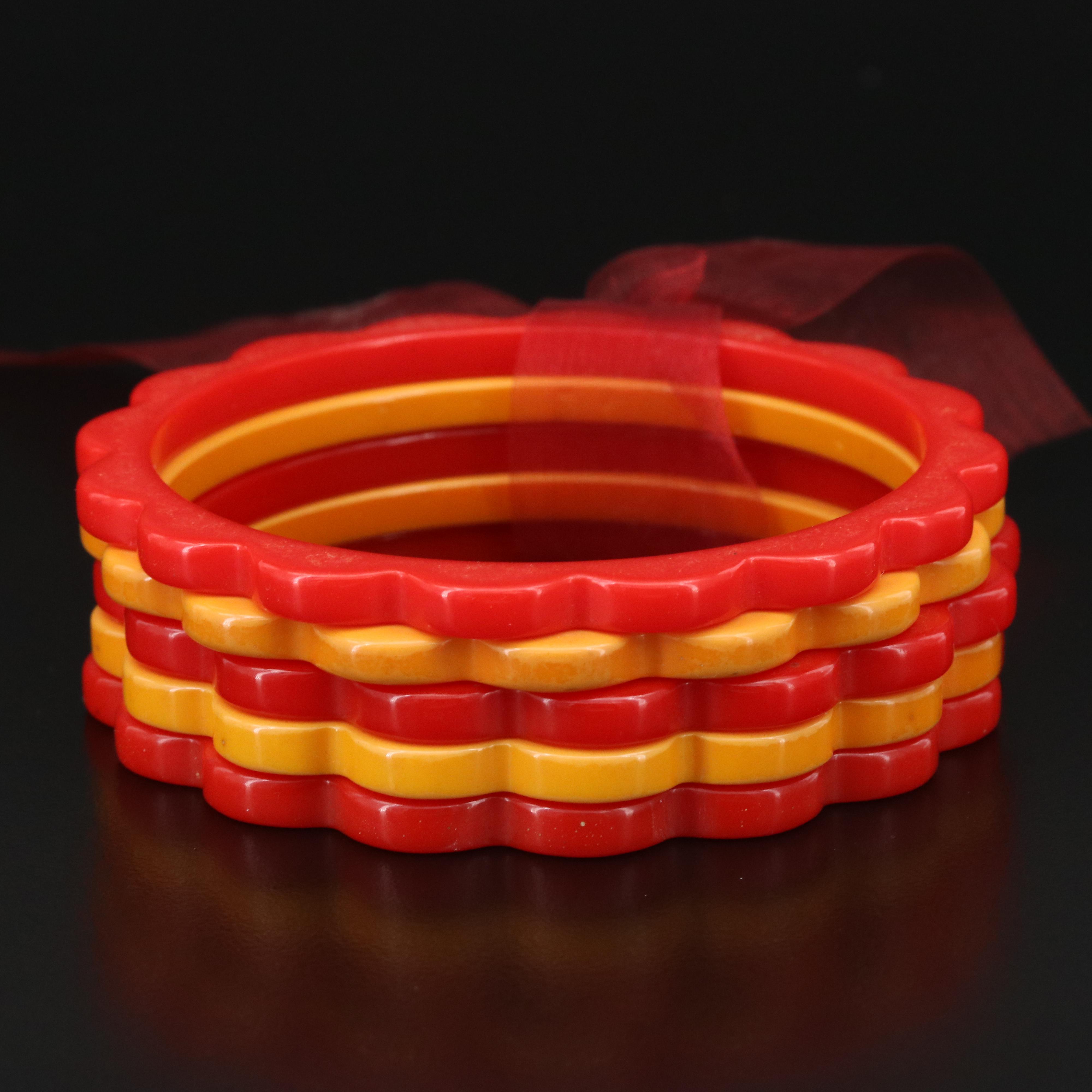 Bakelite Bangles with Scalloped Edge