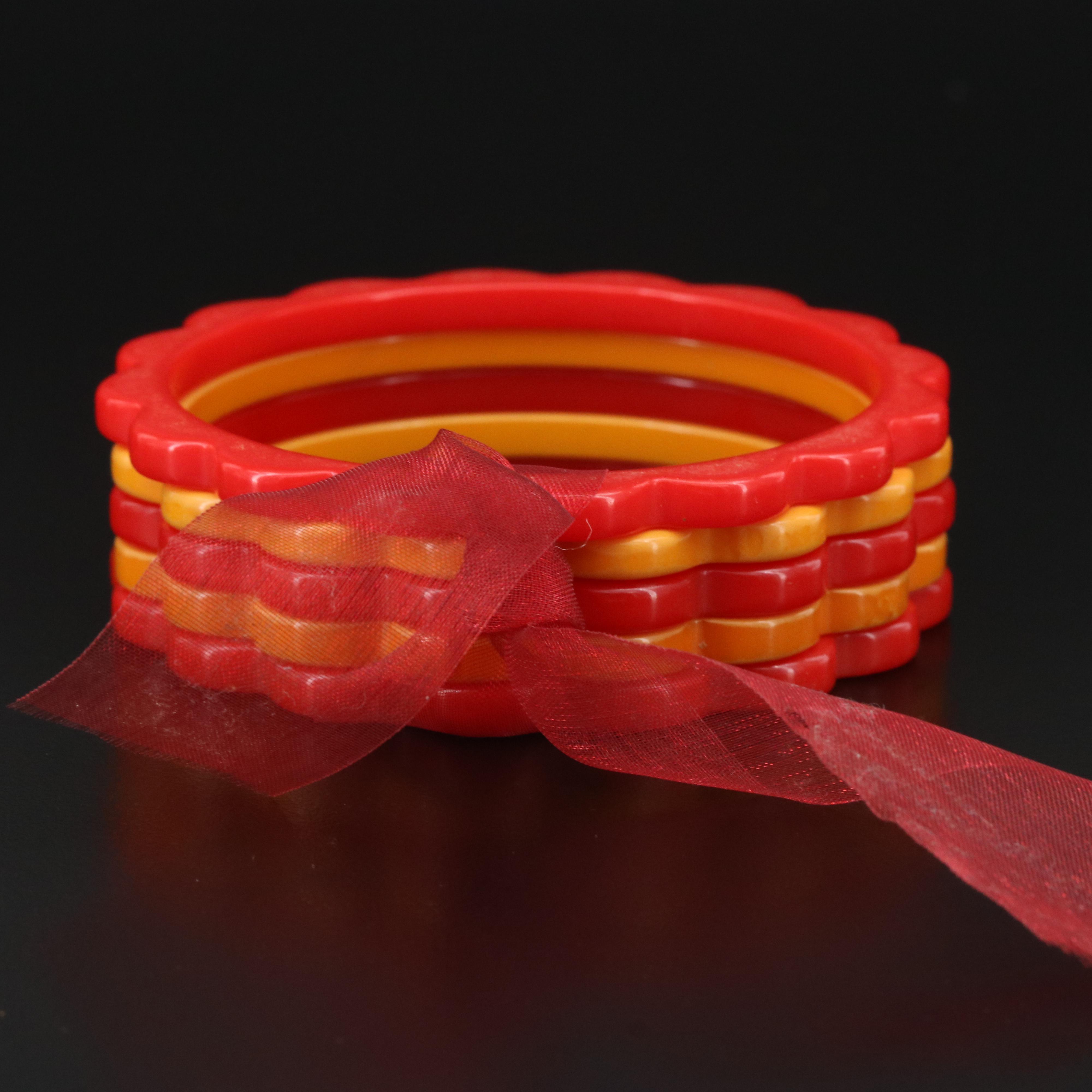 Bakelite Bangles with Scalloped Edge
