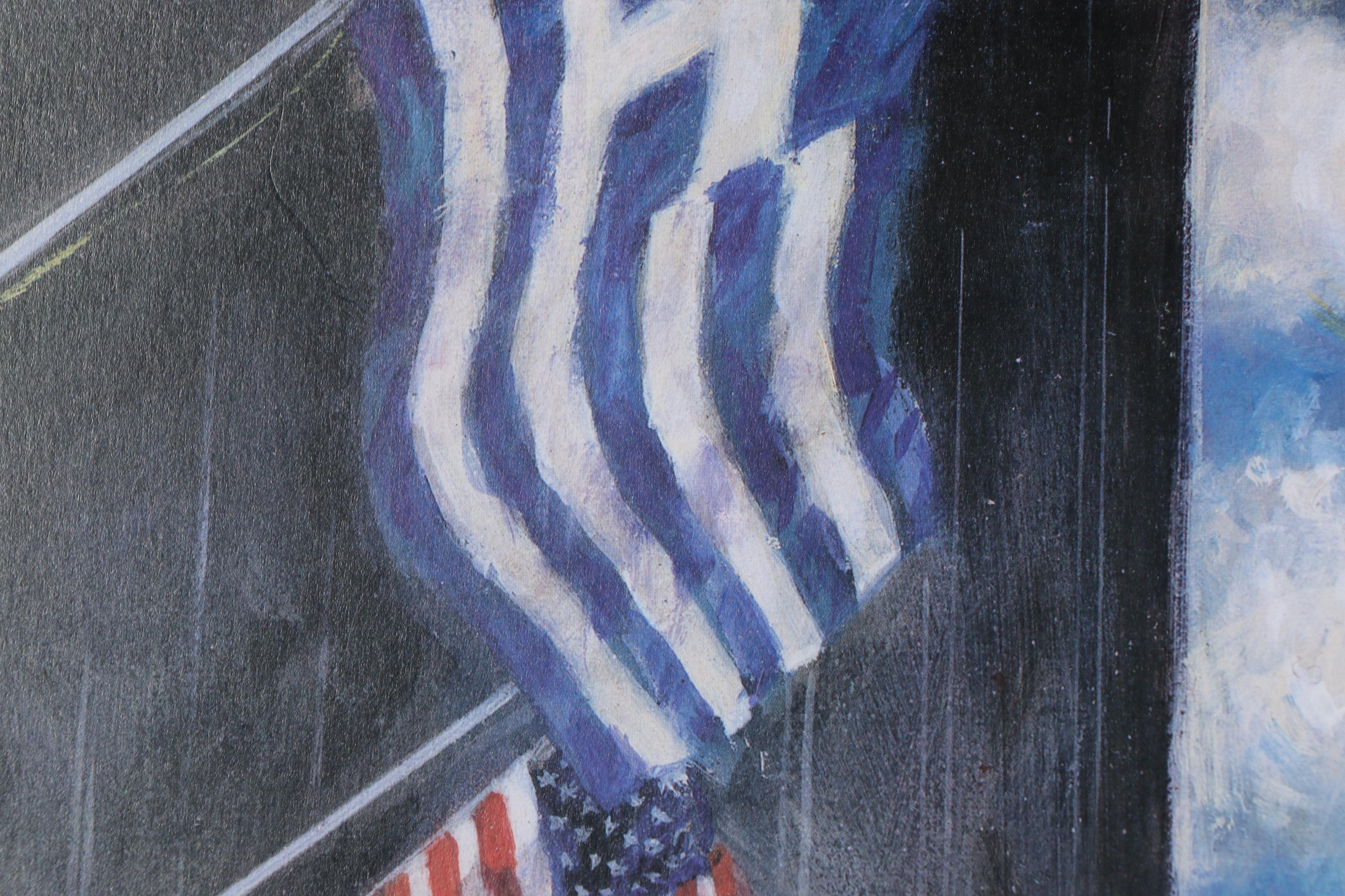 Kamil Kubik Offset Lithograph of Greek Parade on Broadway, Late 20th Century