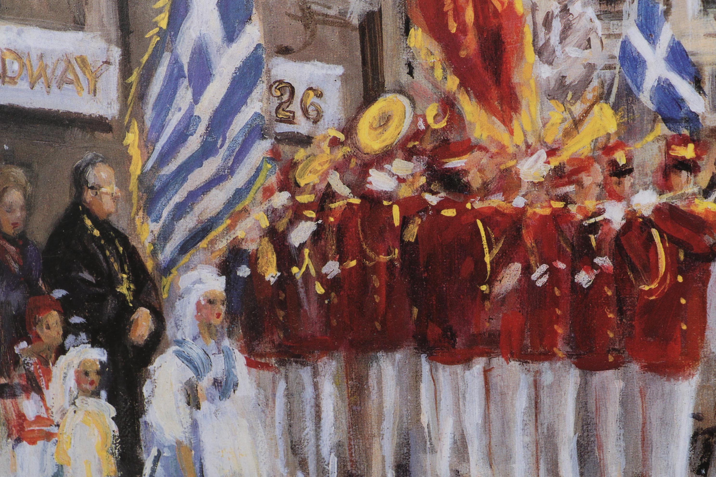 Kamil Kubik Offset Lithograph of Greek Parade on Broadway, Late 20th Century