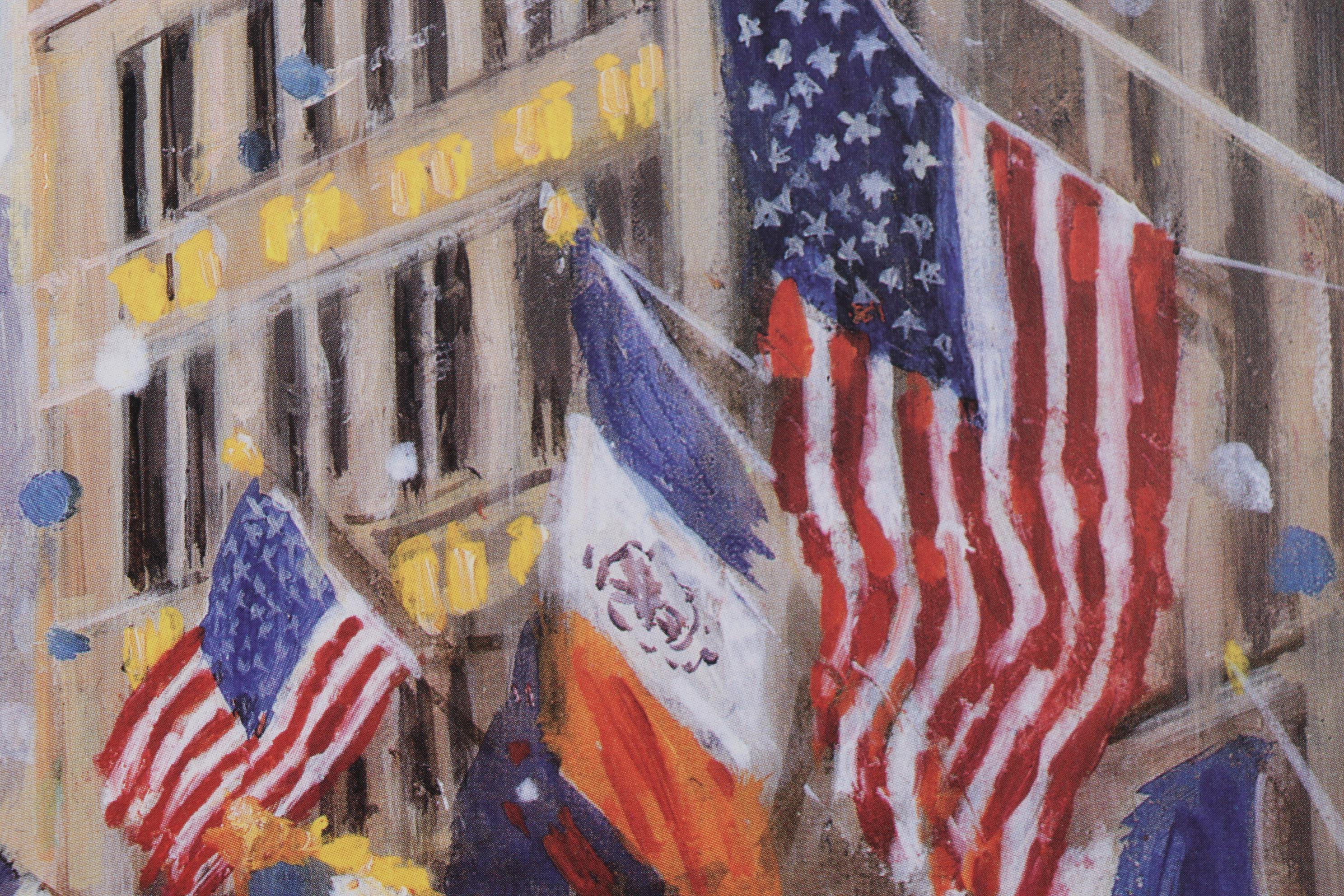 Kamil Kubik Offset Lithograph of Greek Parade on Broadway, Late 20th Century