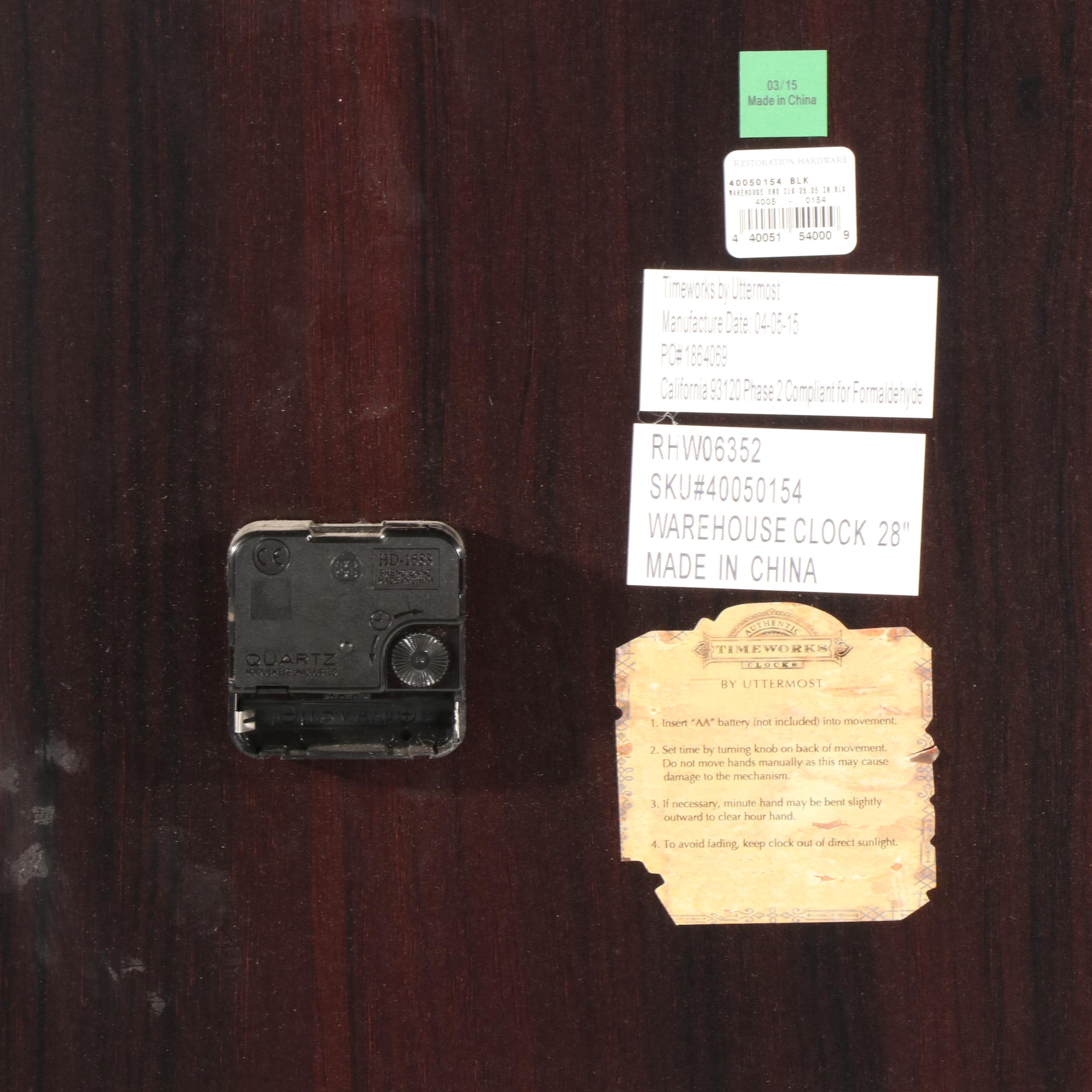 Timeworks by Uttermost for Restoration Hardware "Western Telegraph" Wall Clock