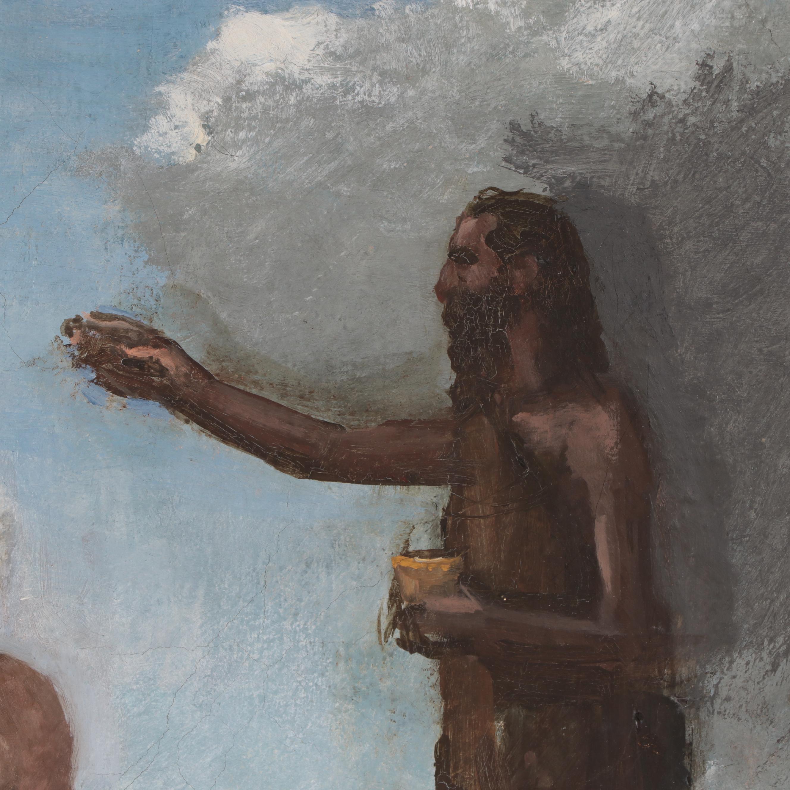 Frances Watt Oil Painting of Baptism of Jesus in the Jordan, 1954