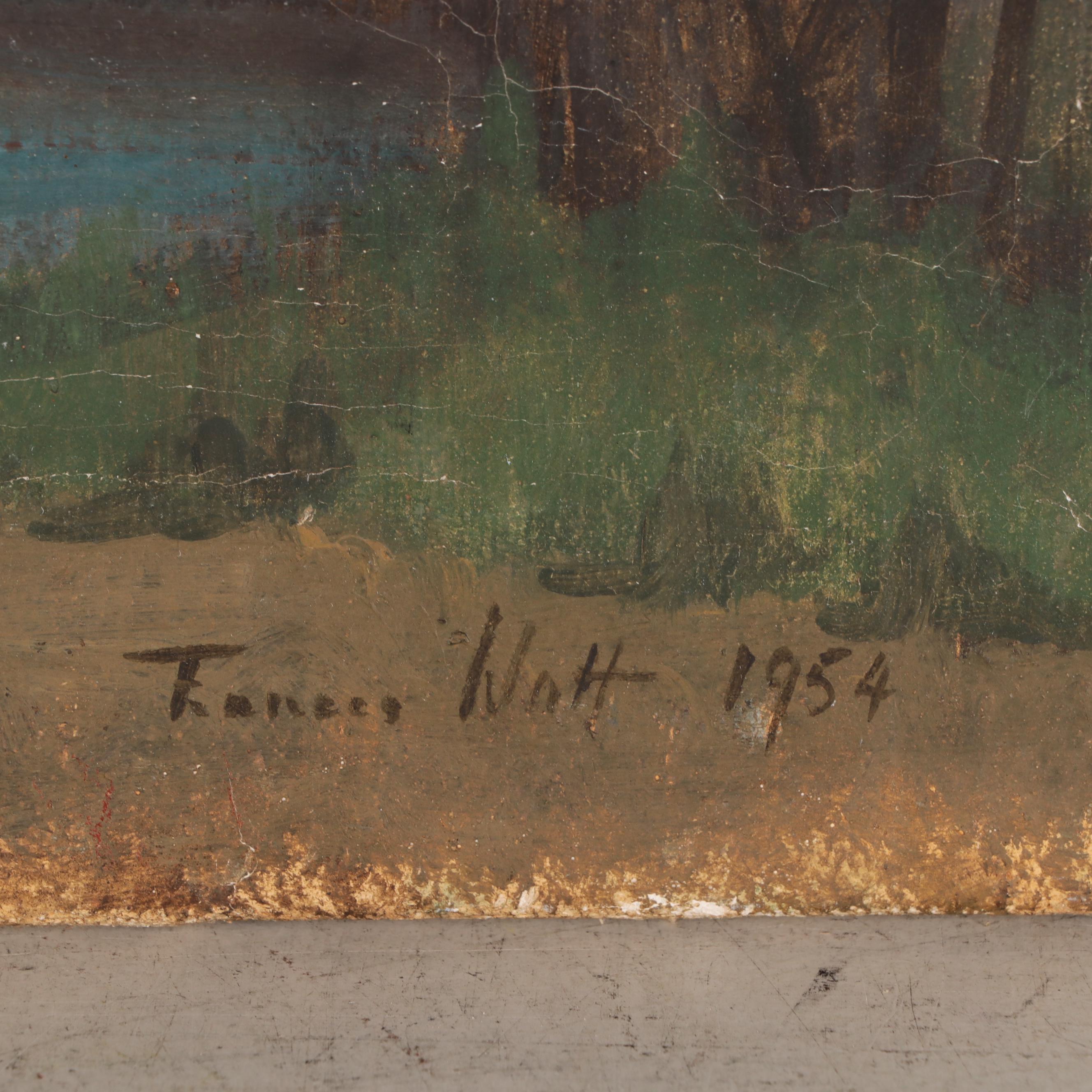 Frances Watt Oil Painting of Baptism of Jesus in the Jordan, 1954