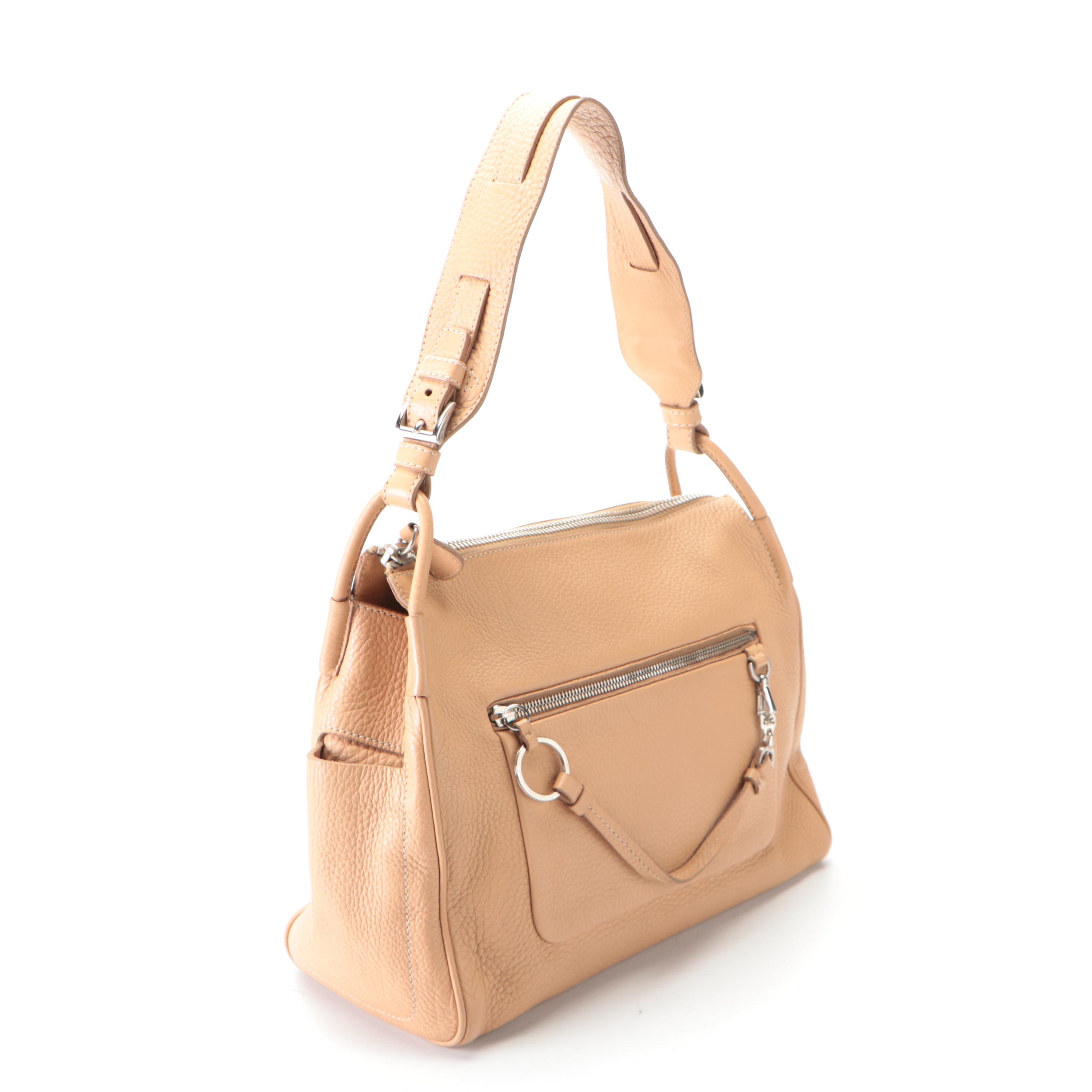 Prada Beige Grained Leather Shoulder Bag