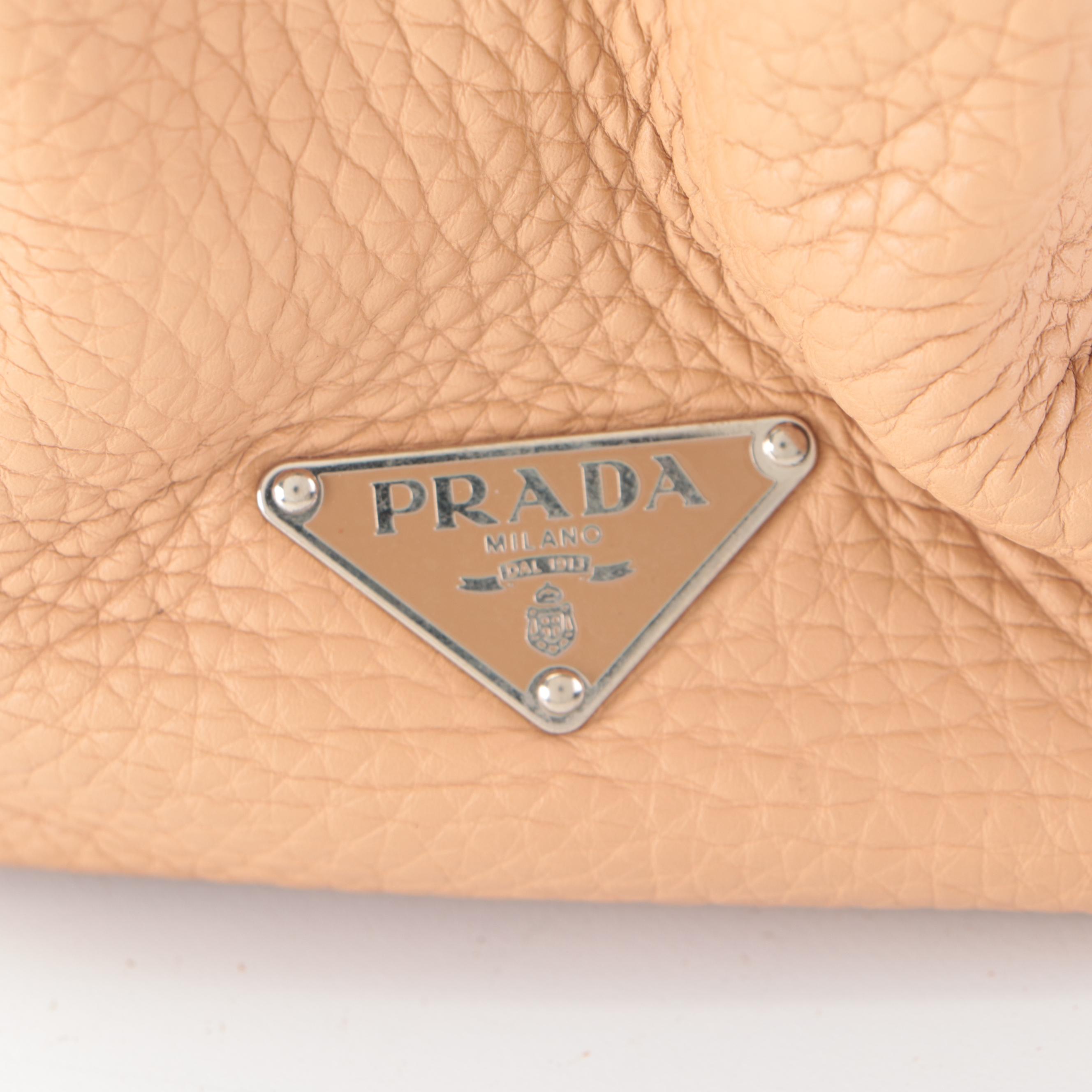 Prada Beige Grained Leather Shoulder Bag