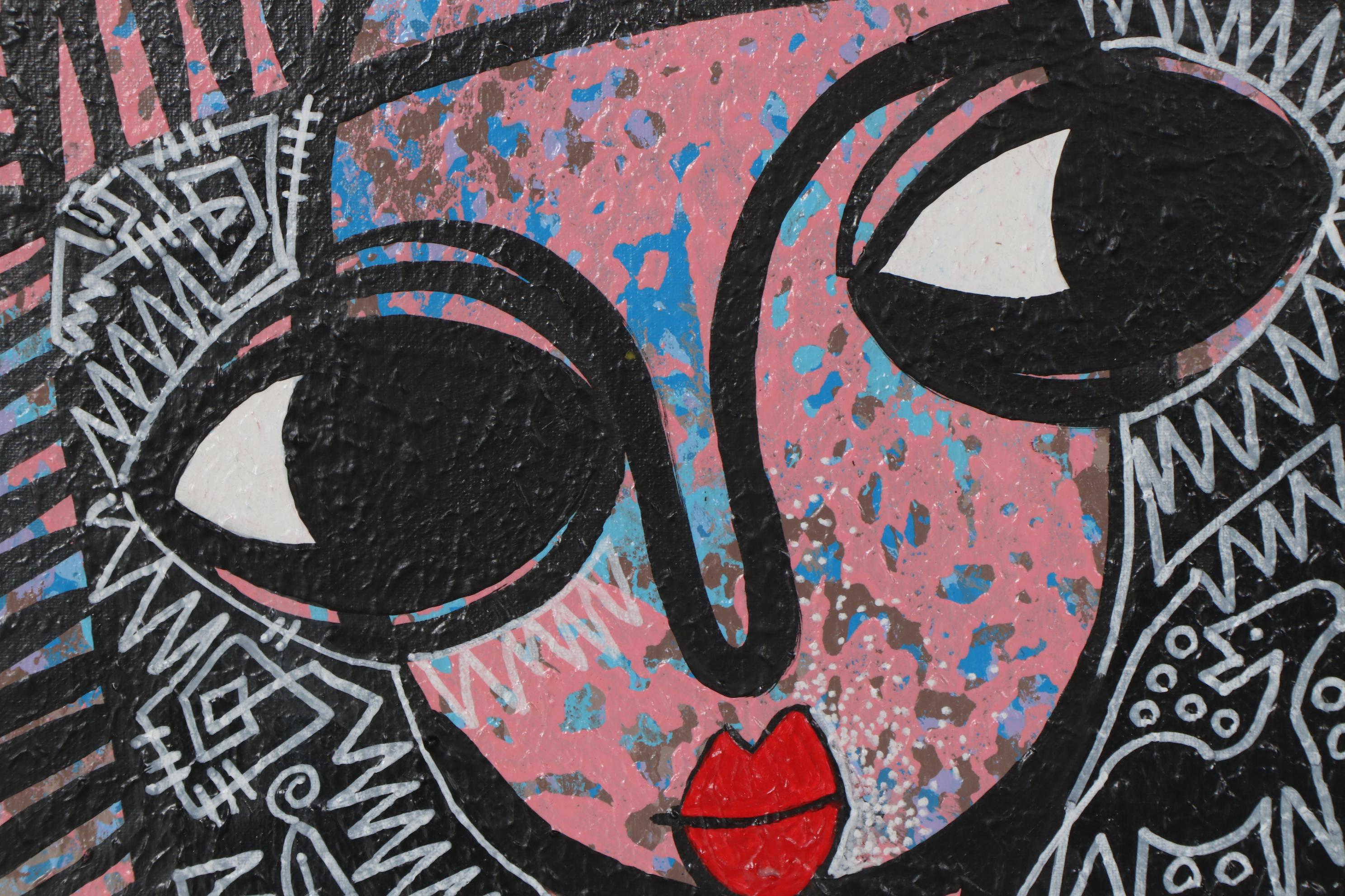 Abiola Idowu Portrait Mixed Media Painting "Flora IV," 2021