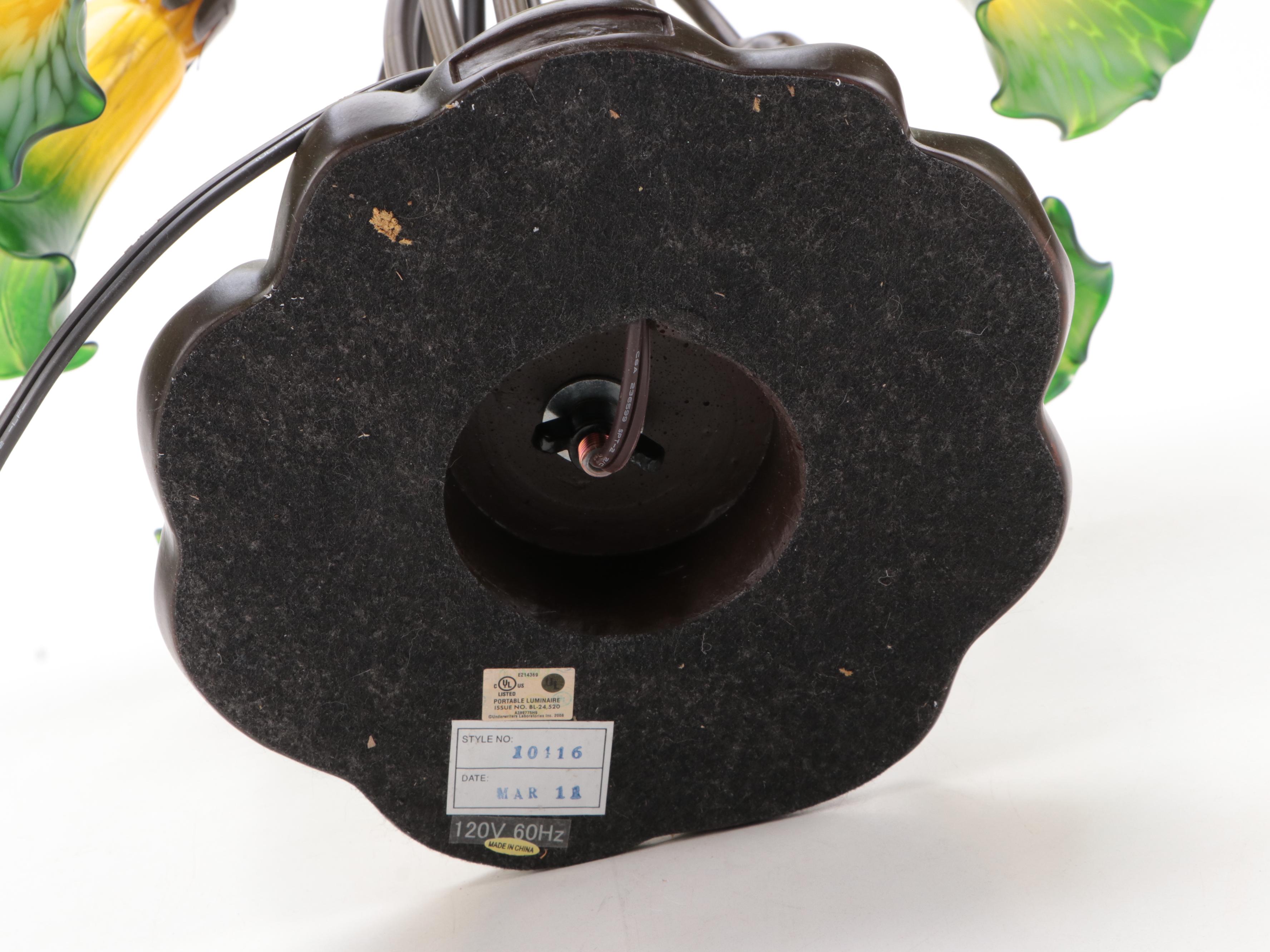 Tiffany Studios Style Ten-Light Green and Yellow Water Lily Table Lamp