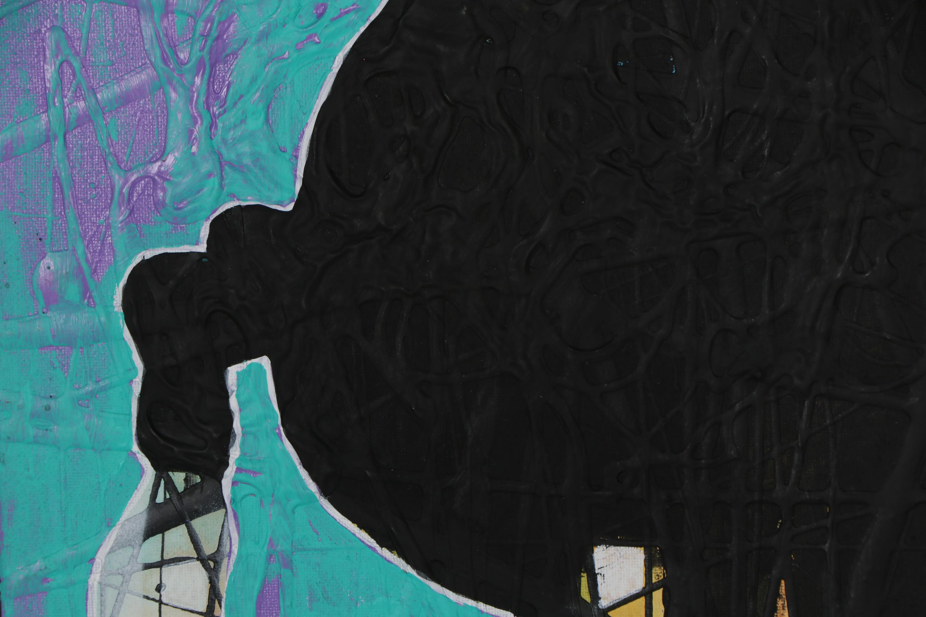 Abiola Idowu Abstract Portrait Mixed Media Painting "Love," 2020