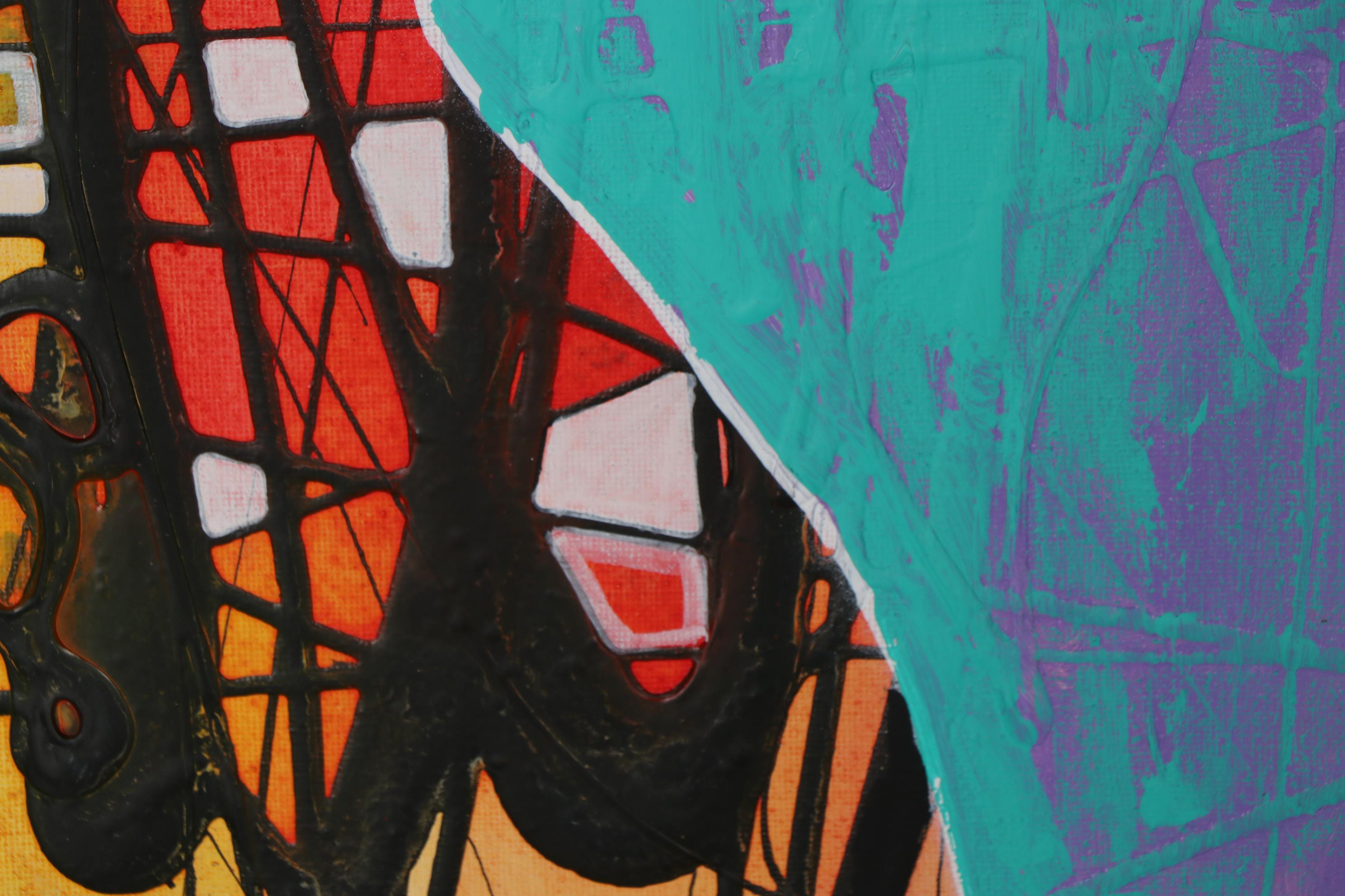 Abiola Idowu Abstract Portrait Mixed Media Painting "Love," 2020