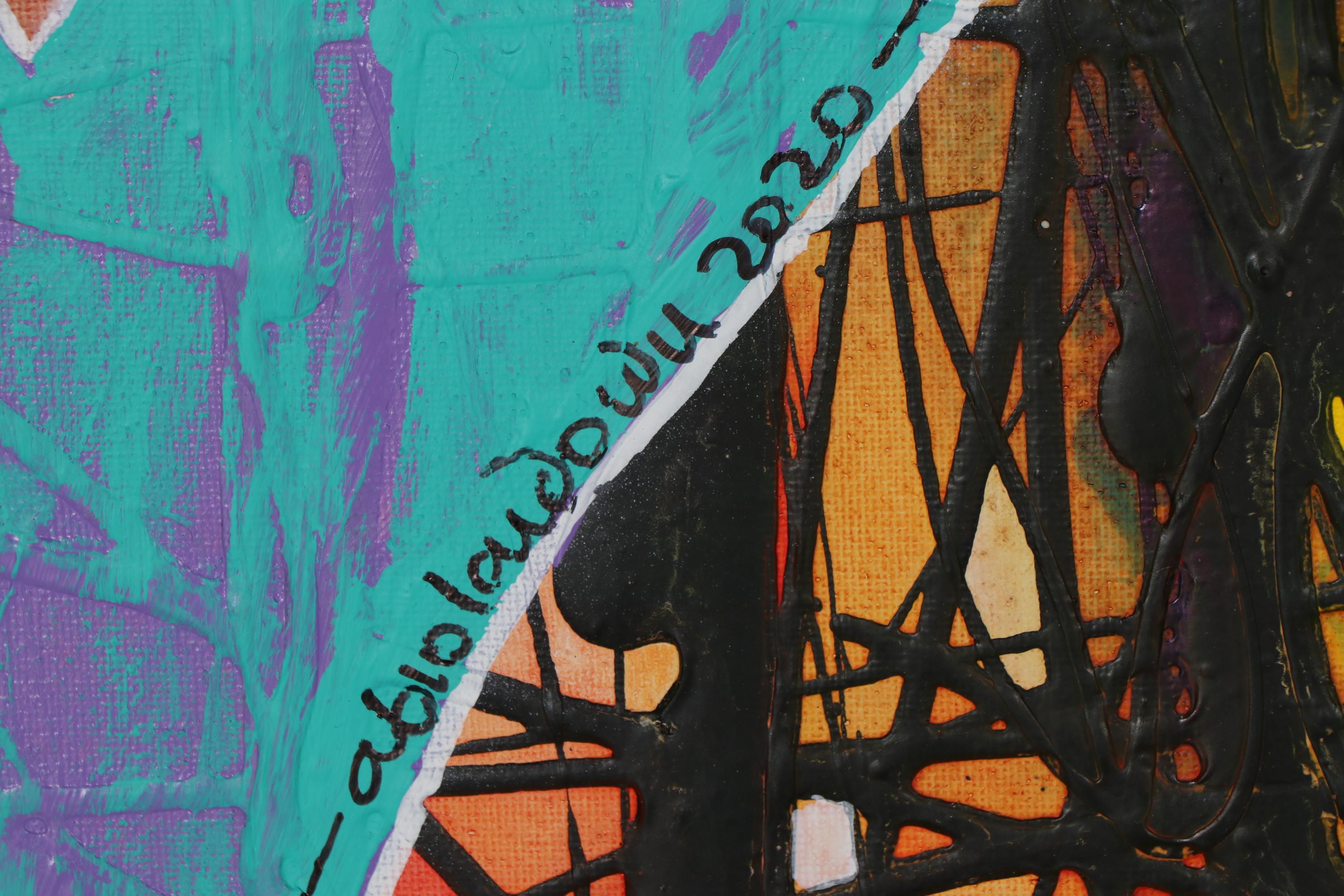 Abiola Idowu Abstract Portrait Mixed Media Painting "Love," 2020