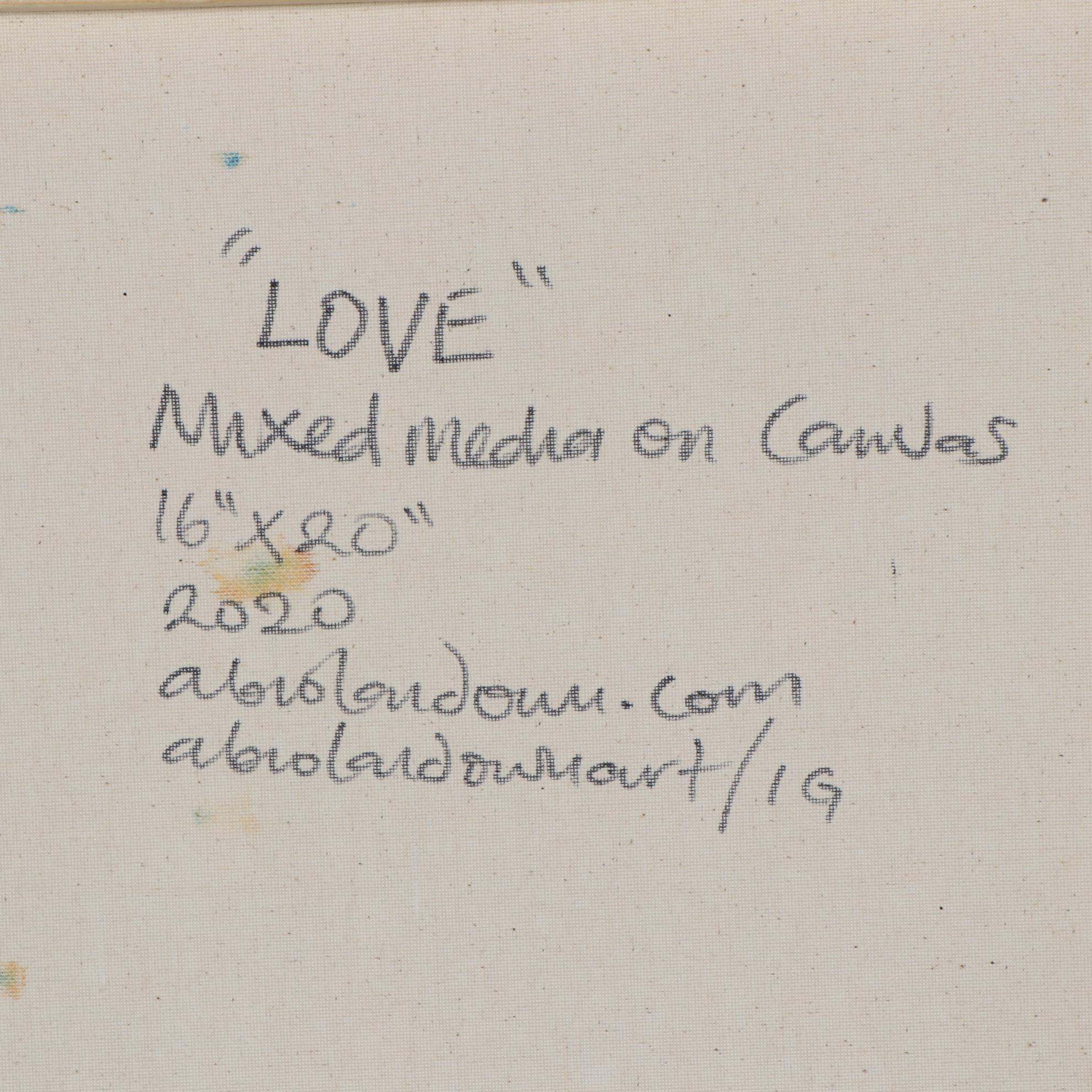 Abiola Idowu Abstract Portrait Mixed Media Painting "Love," 2020