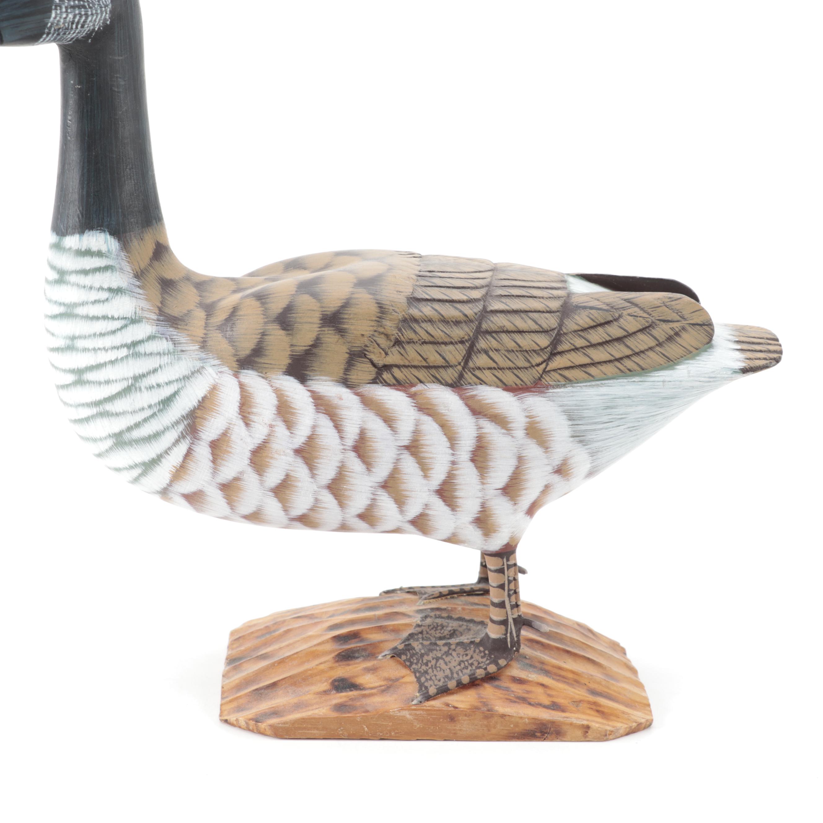 Wooden Painted Canadian Goose Figurine