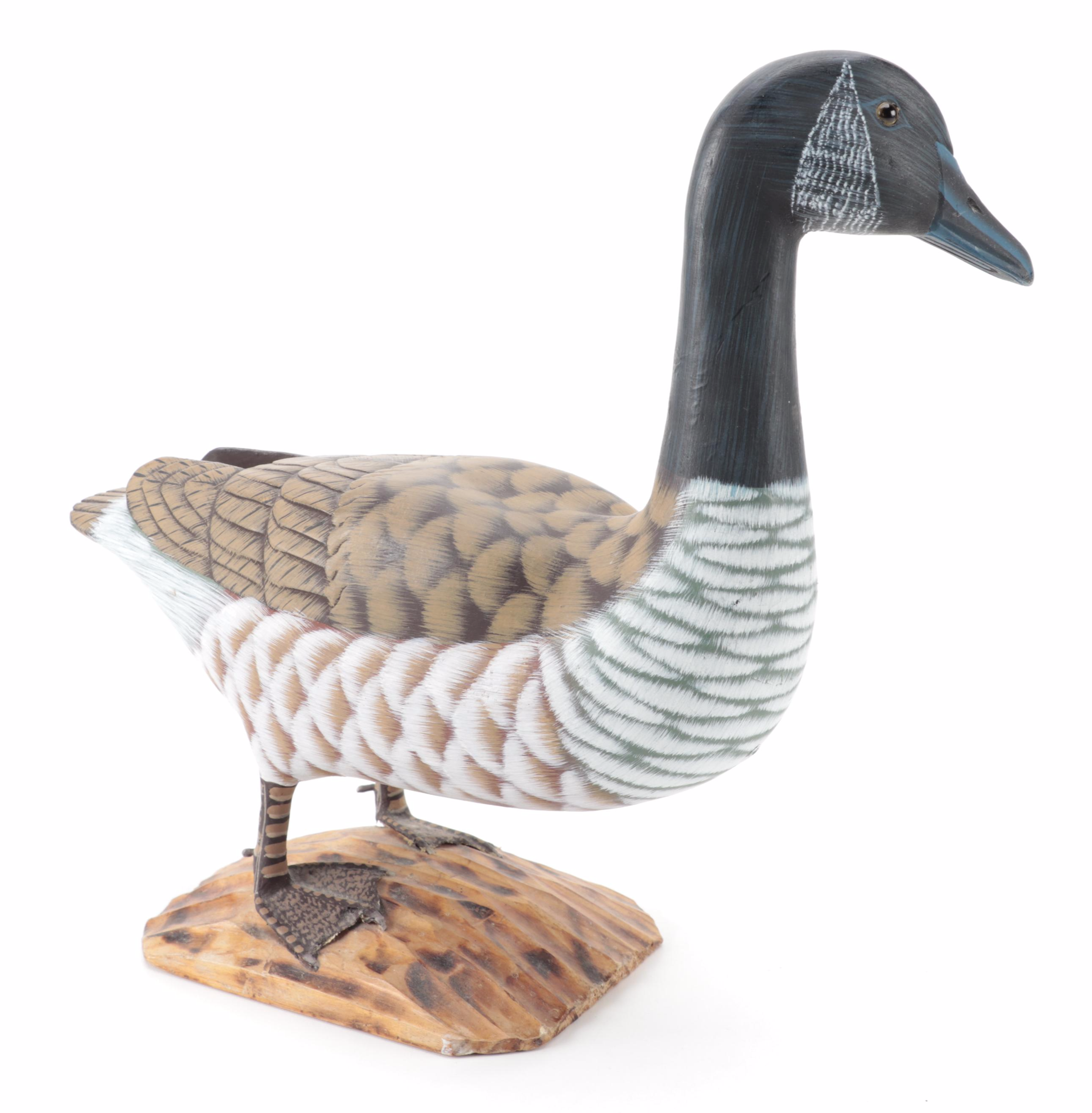 Wooden Painted Canadian Goose Figurine