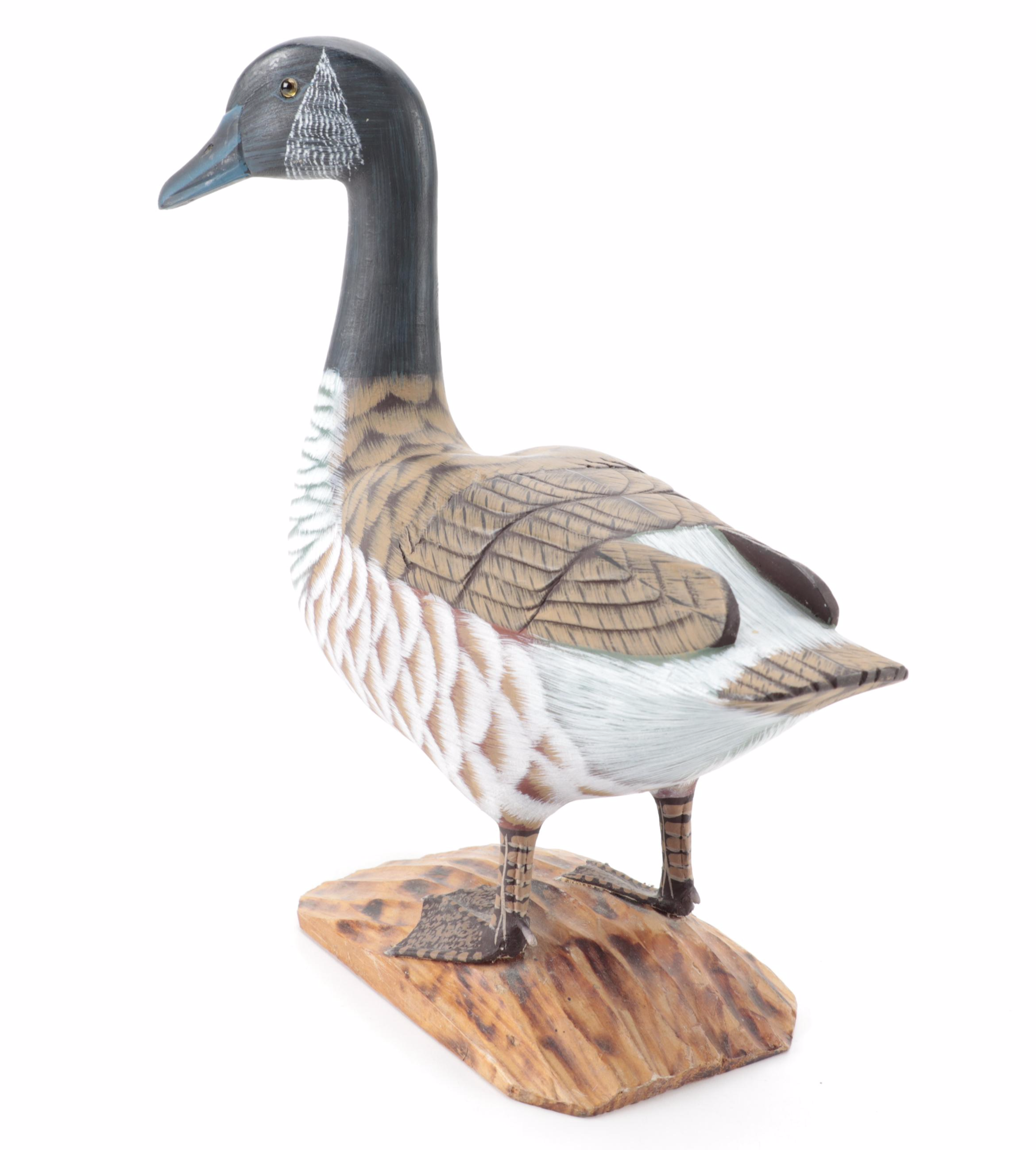 Wooden Painted Canadian Goose Figurine