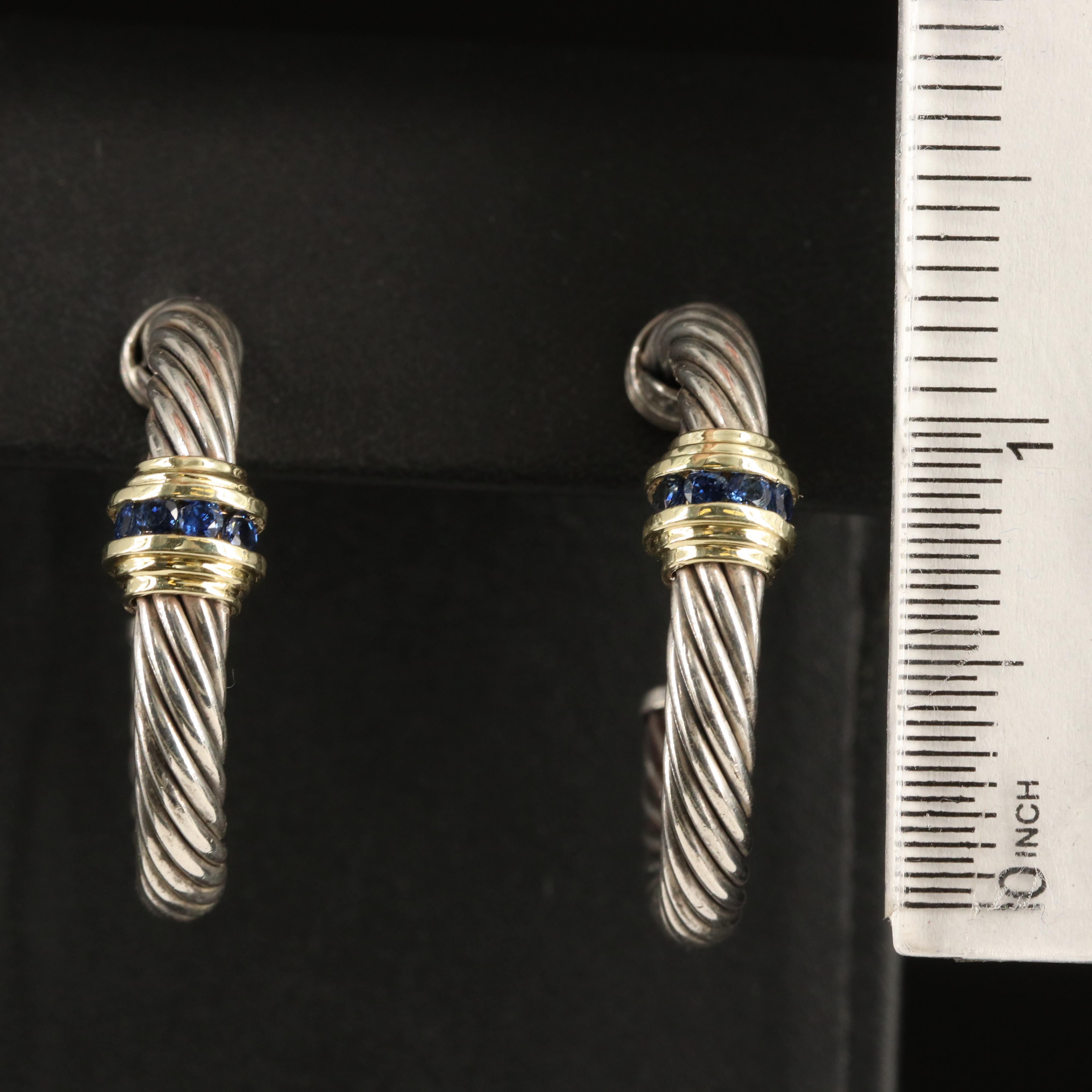 David Yurman "Cable Classic" Sterling Earrings with 14K Accents
