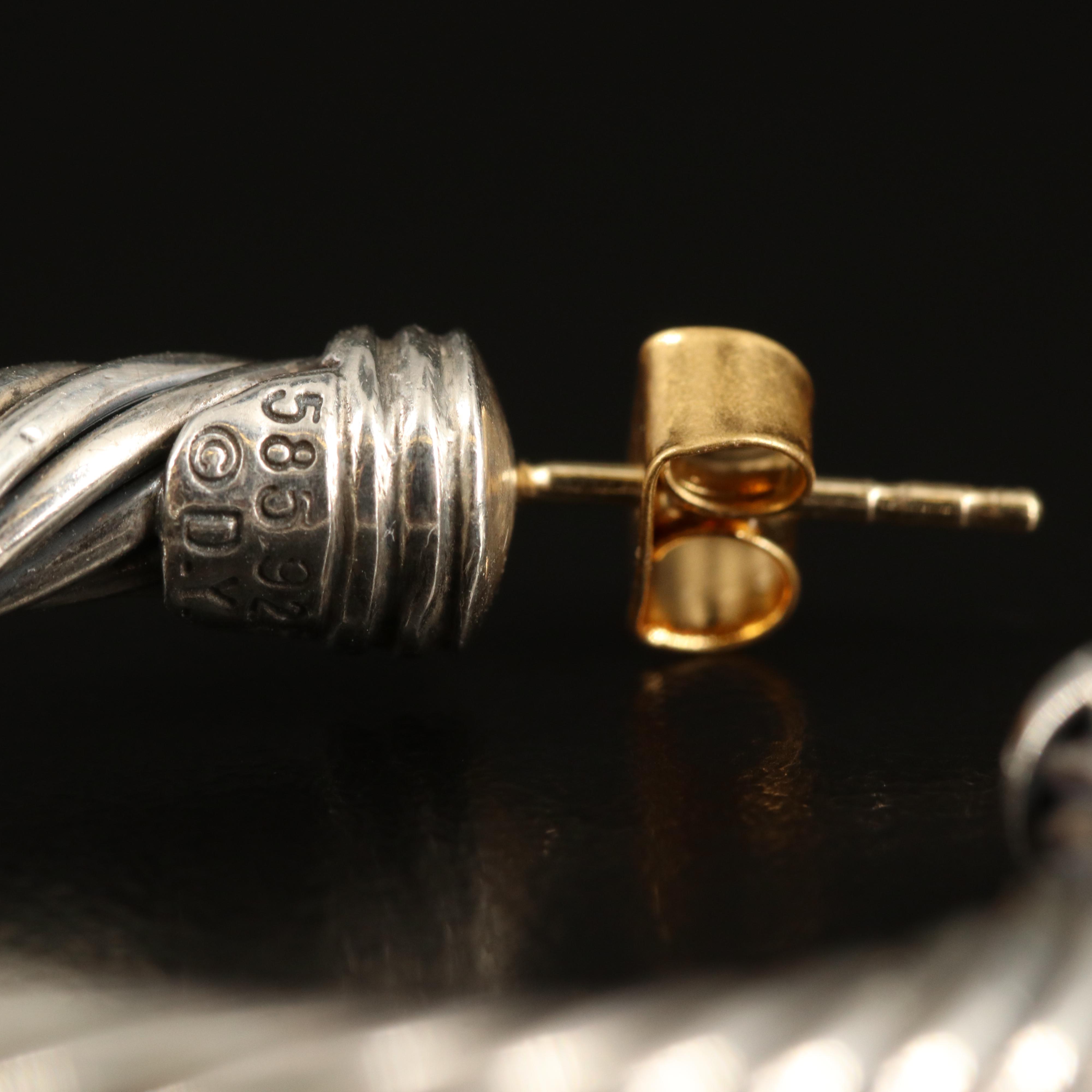 David Yurman "Cable Classic" Sterling Earrings with 14K Accents