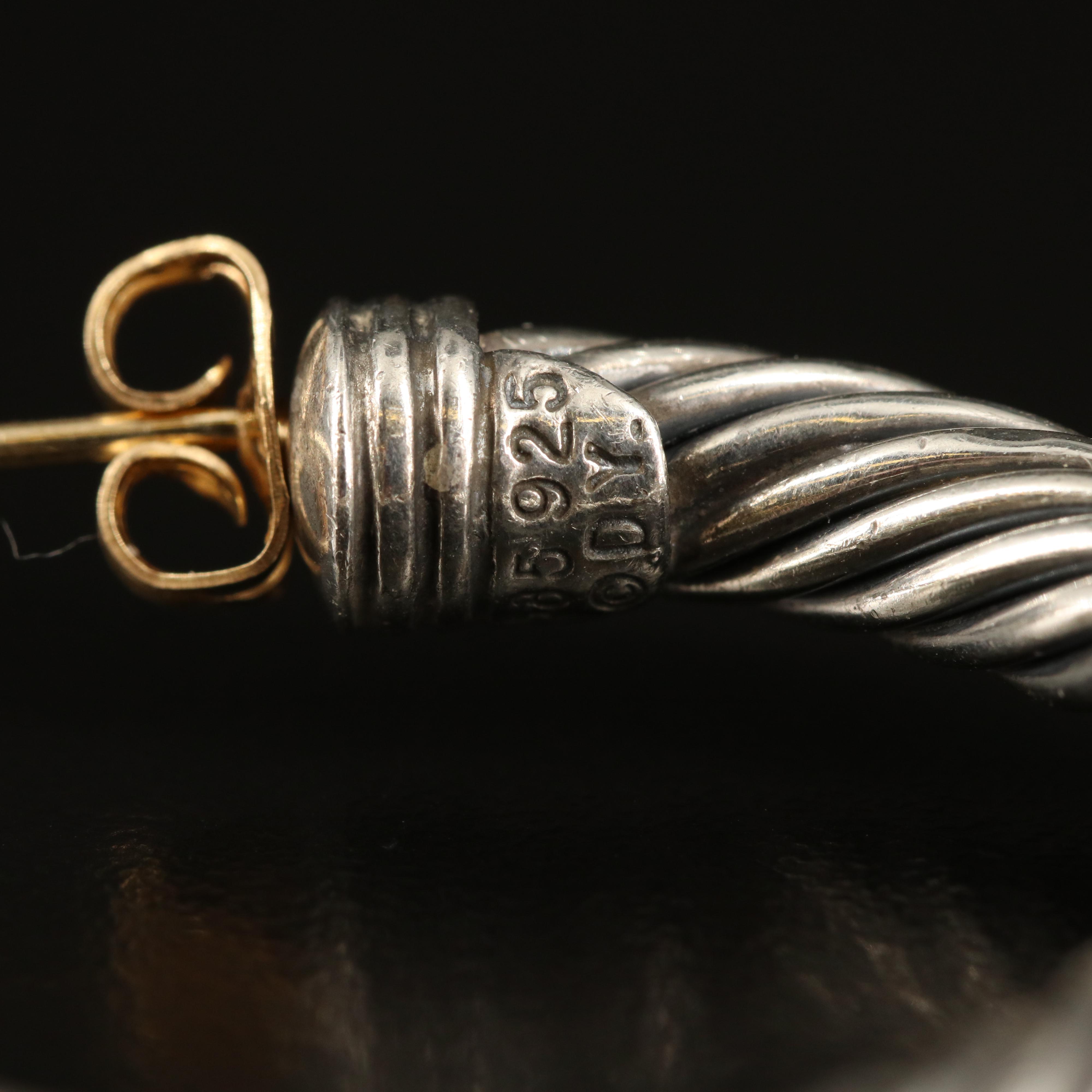 David Yurman "Cable Classic" Sterling Earrings with 14K Accents