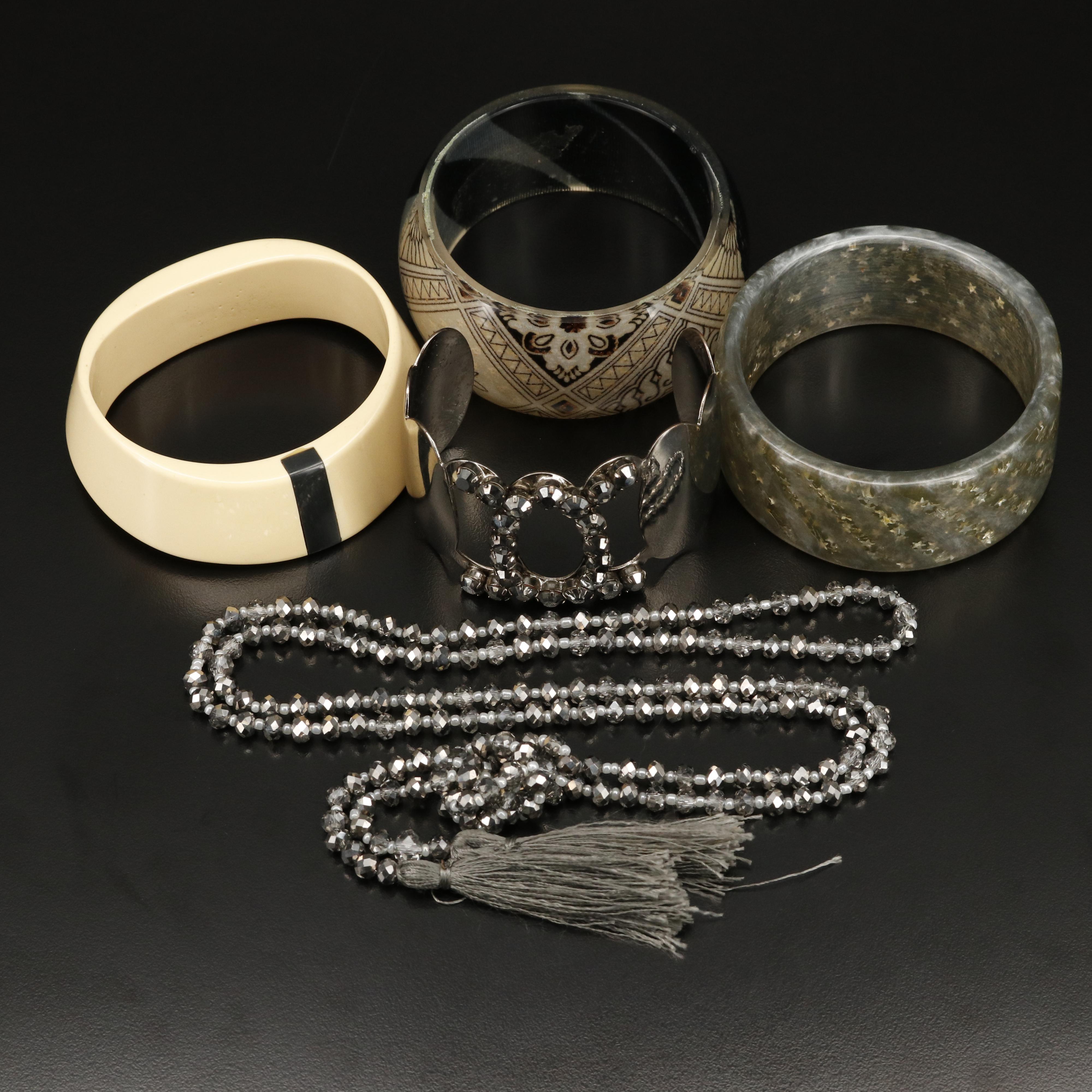 Monet Bangle Featured with Bracelets and Rhinestone Sautoir