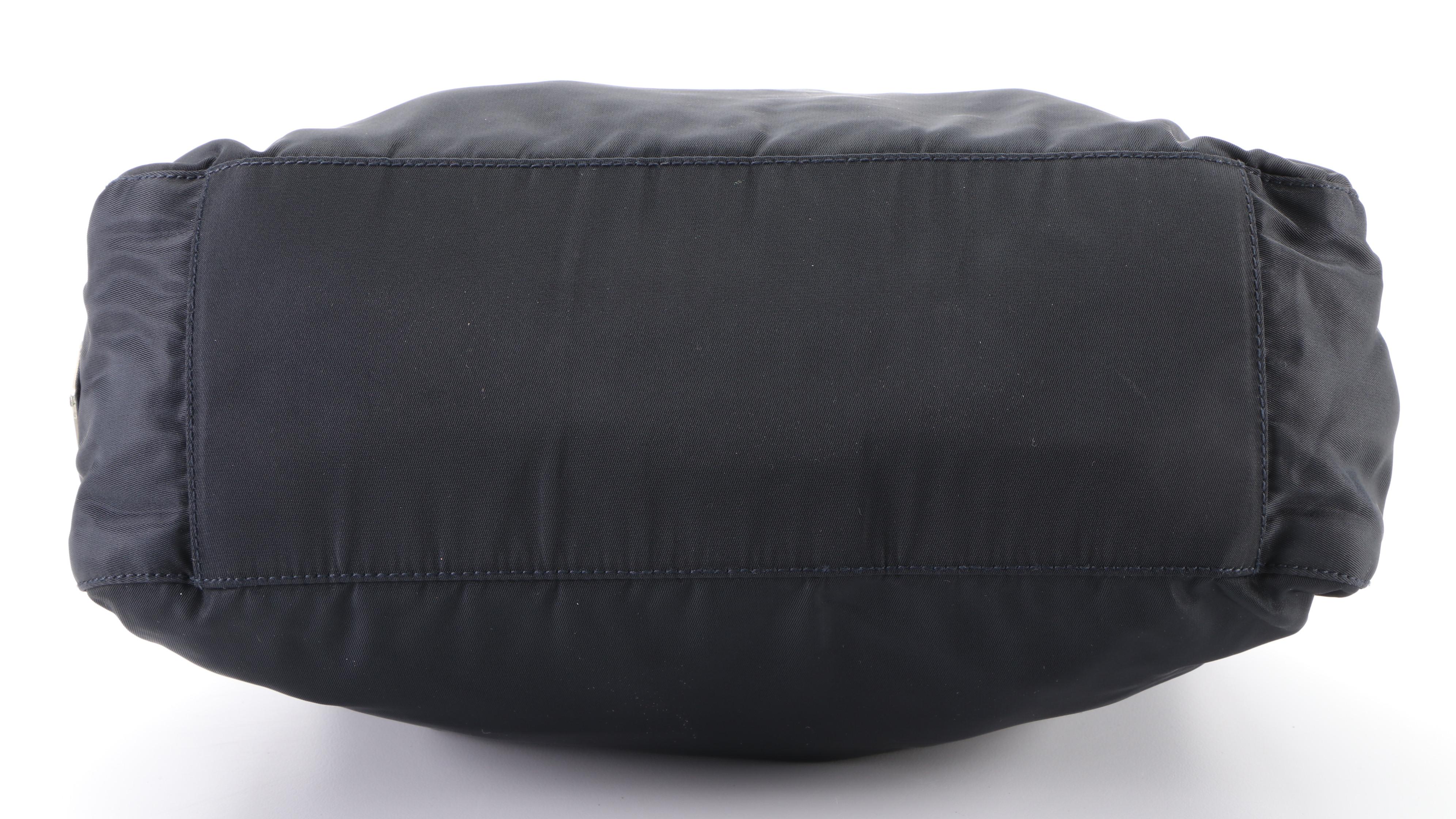 Prada Shoulder Bag in Black Tessuto Nylon with Hinged Clear Lucite Handle