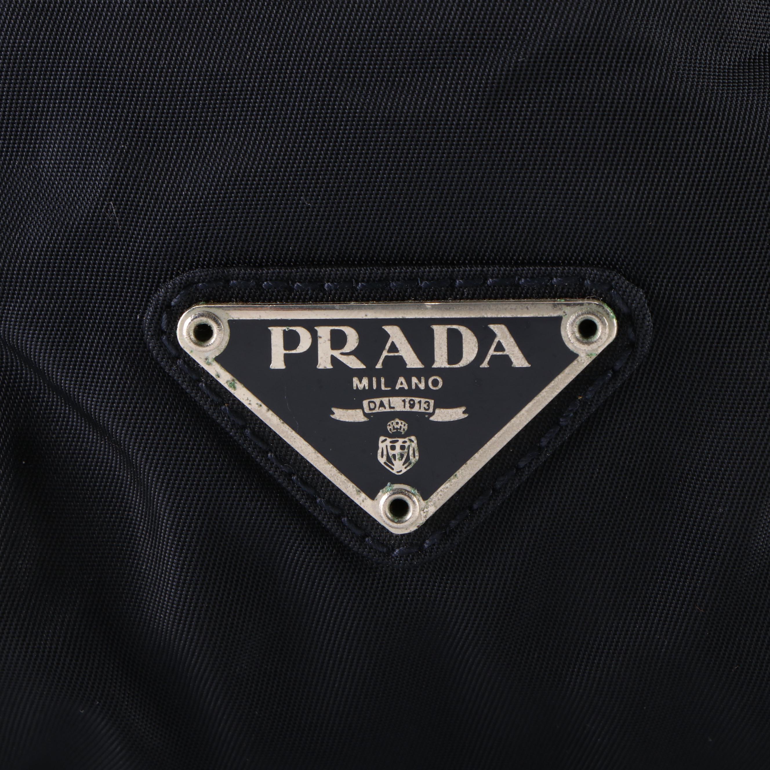 Prada Shoulder Bag in Black Tessuto Nylon with Hinged Clear Lucite Handle