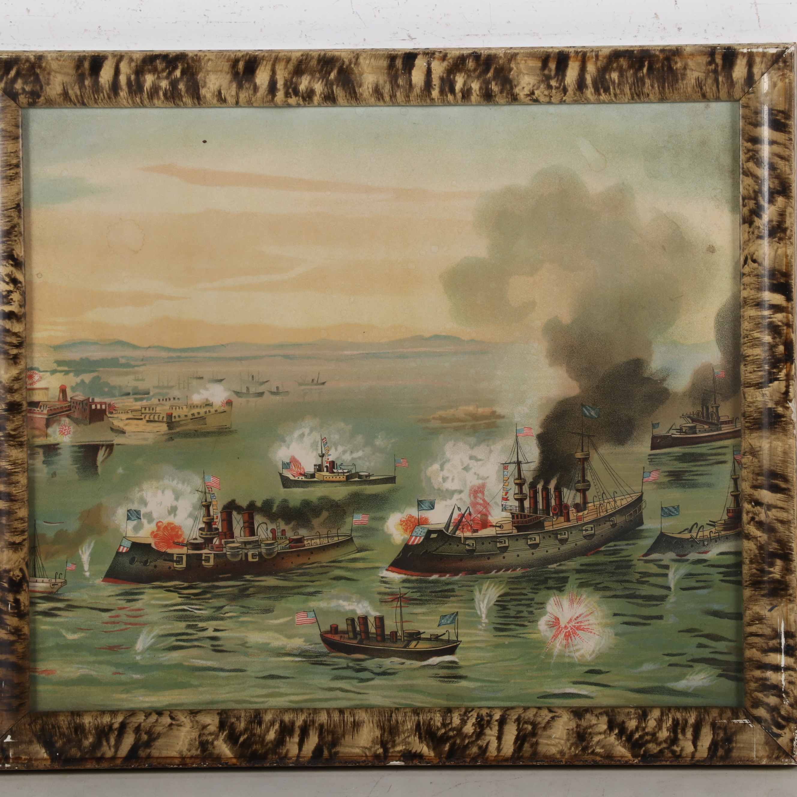 Chromolithograph of Ironclad Naval Battle