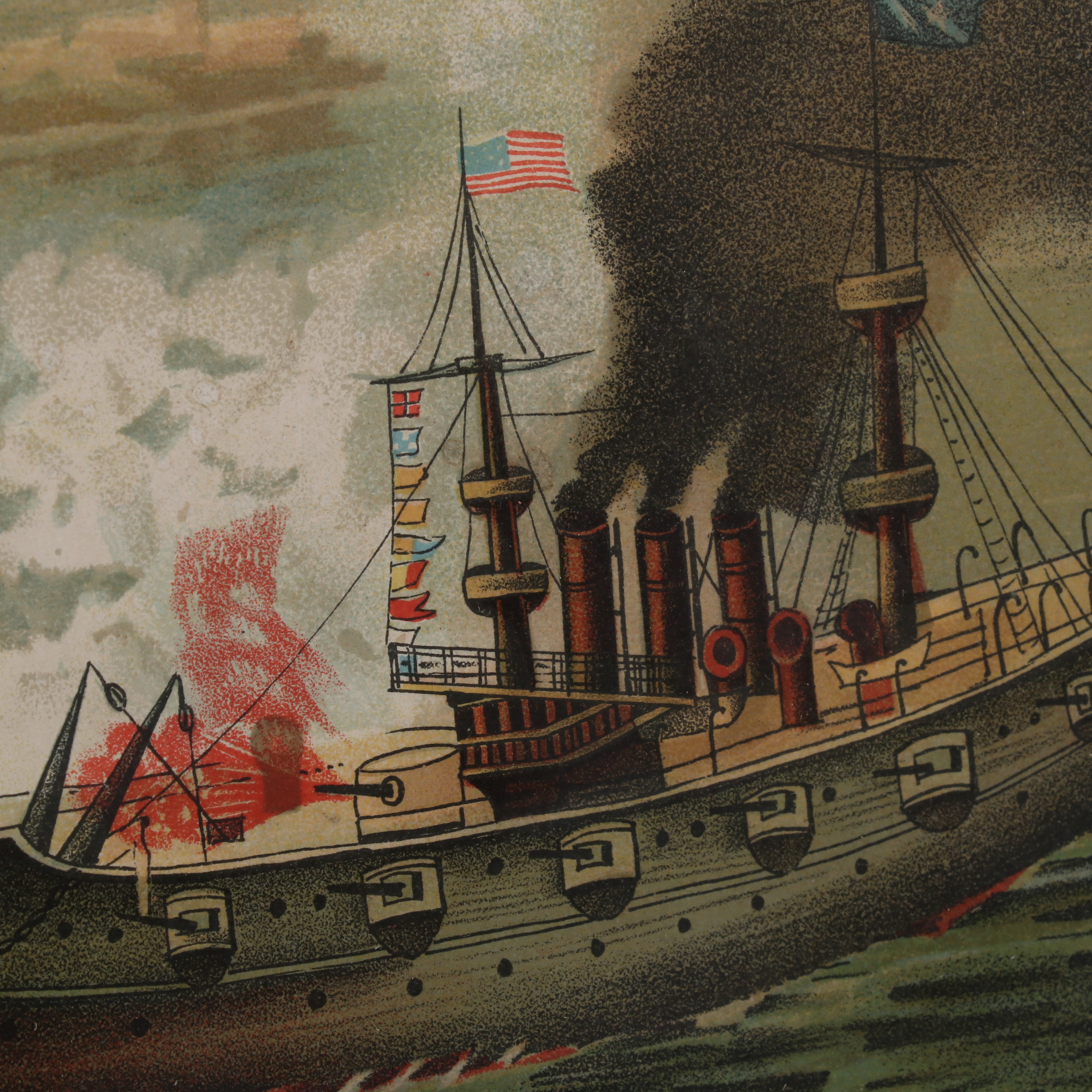 Chromolithograph of Ironclad Naval Battle