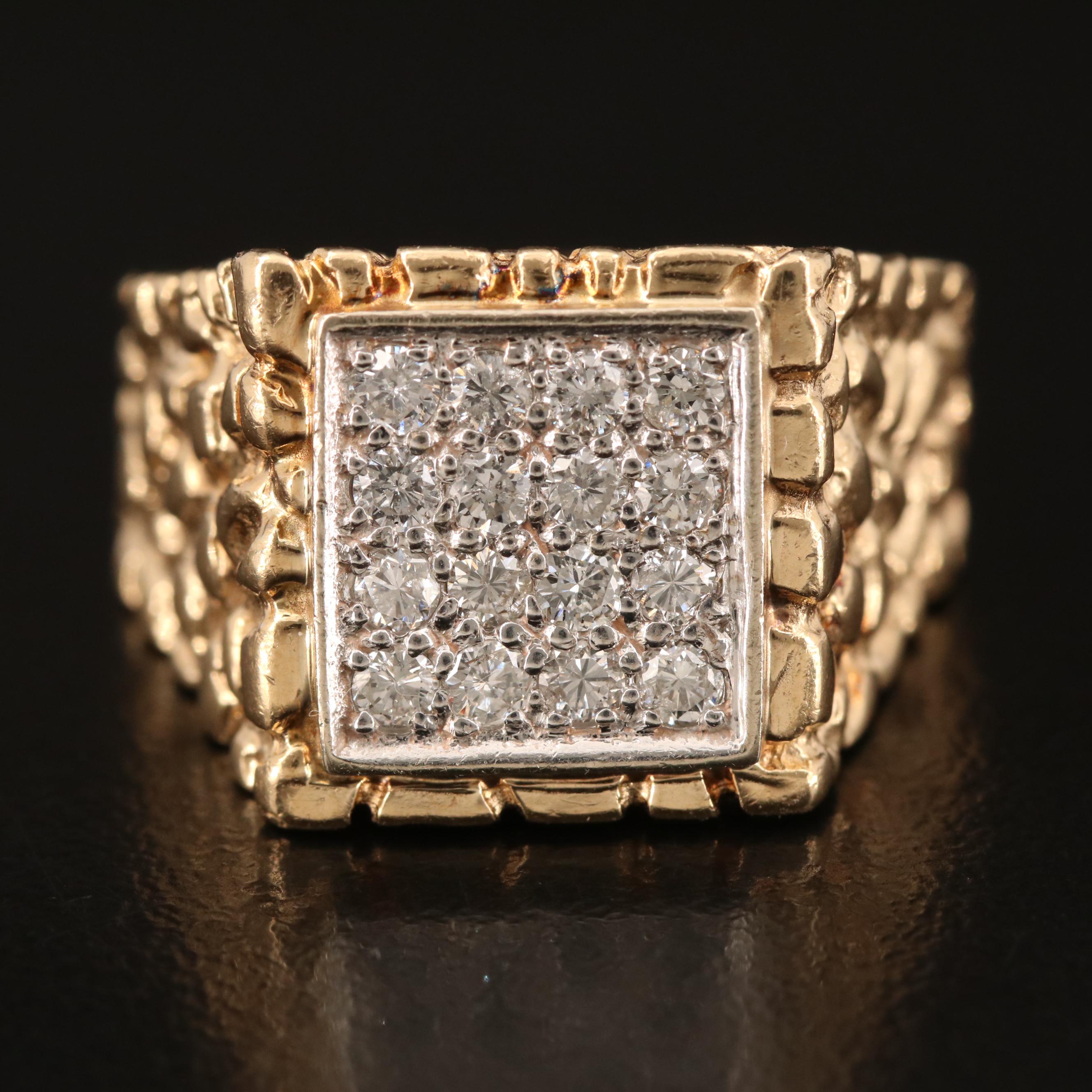 14K Nugget Style 0.56 CTW Diamond Cluster ring