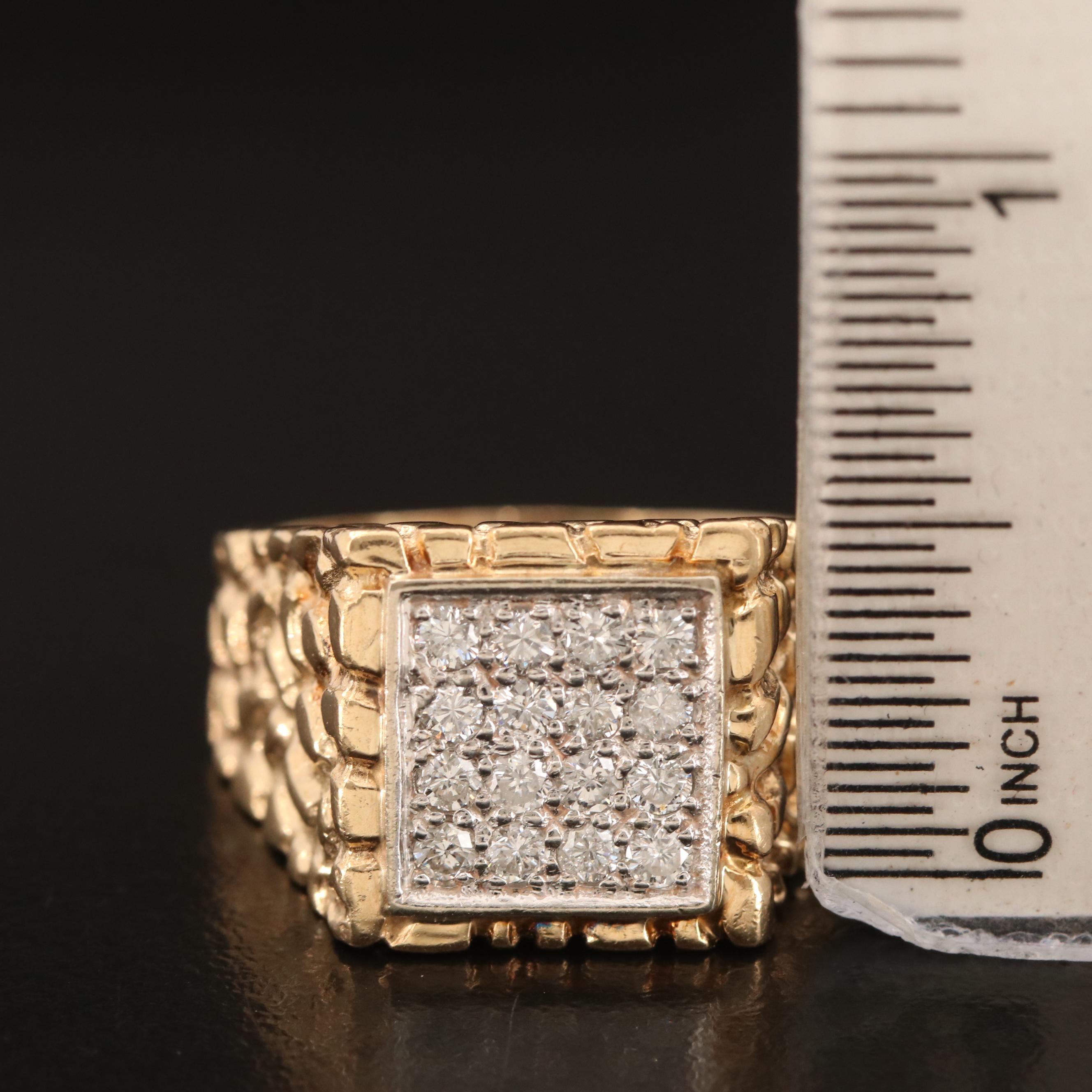 14K Nugget Style 0.56 CTW Diamond Cluster ring