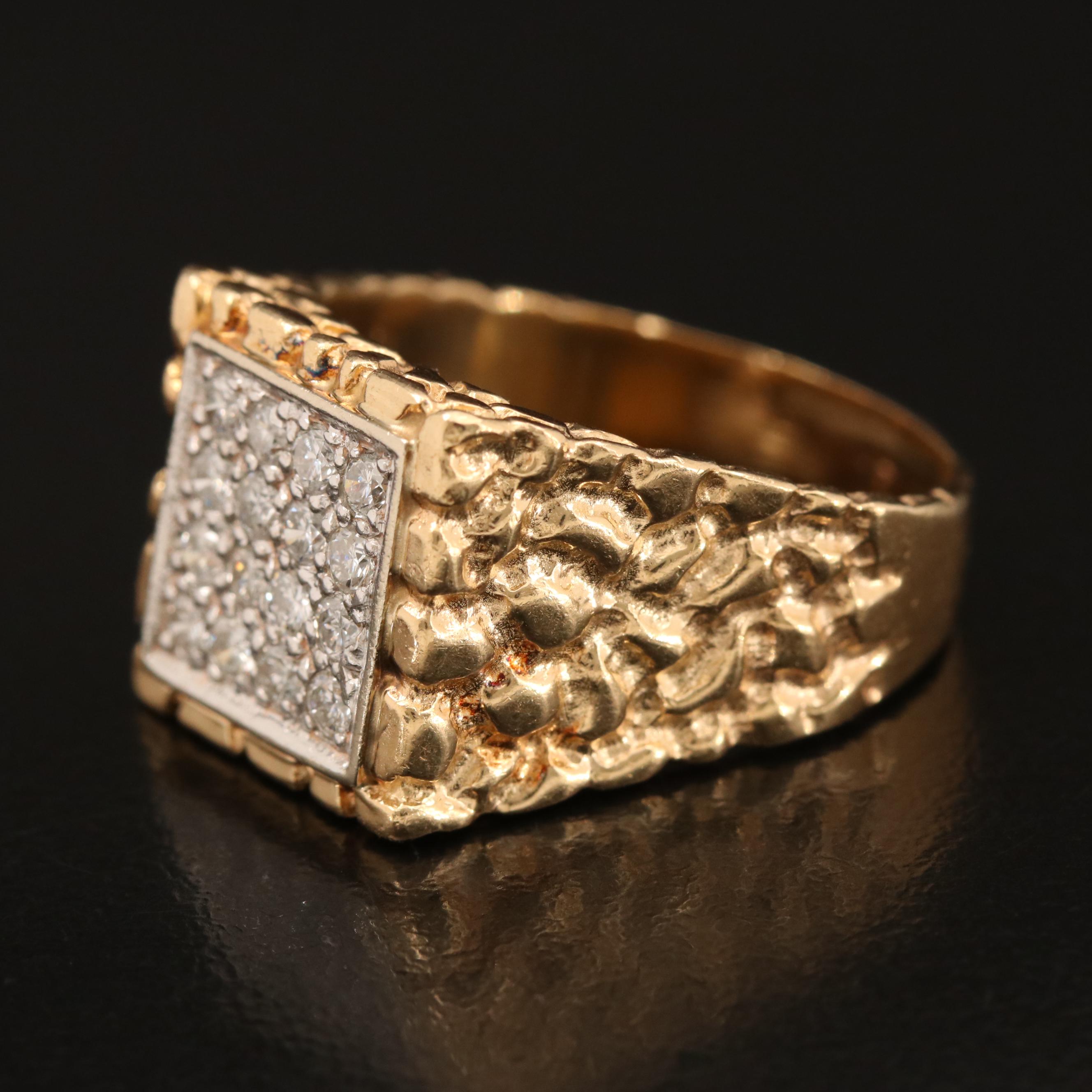 14K Nugget Style 0.56 CTW Diamond Cluster ring