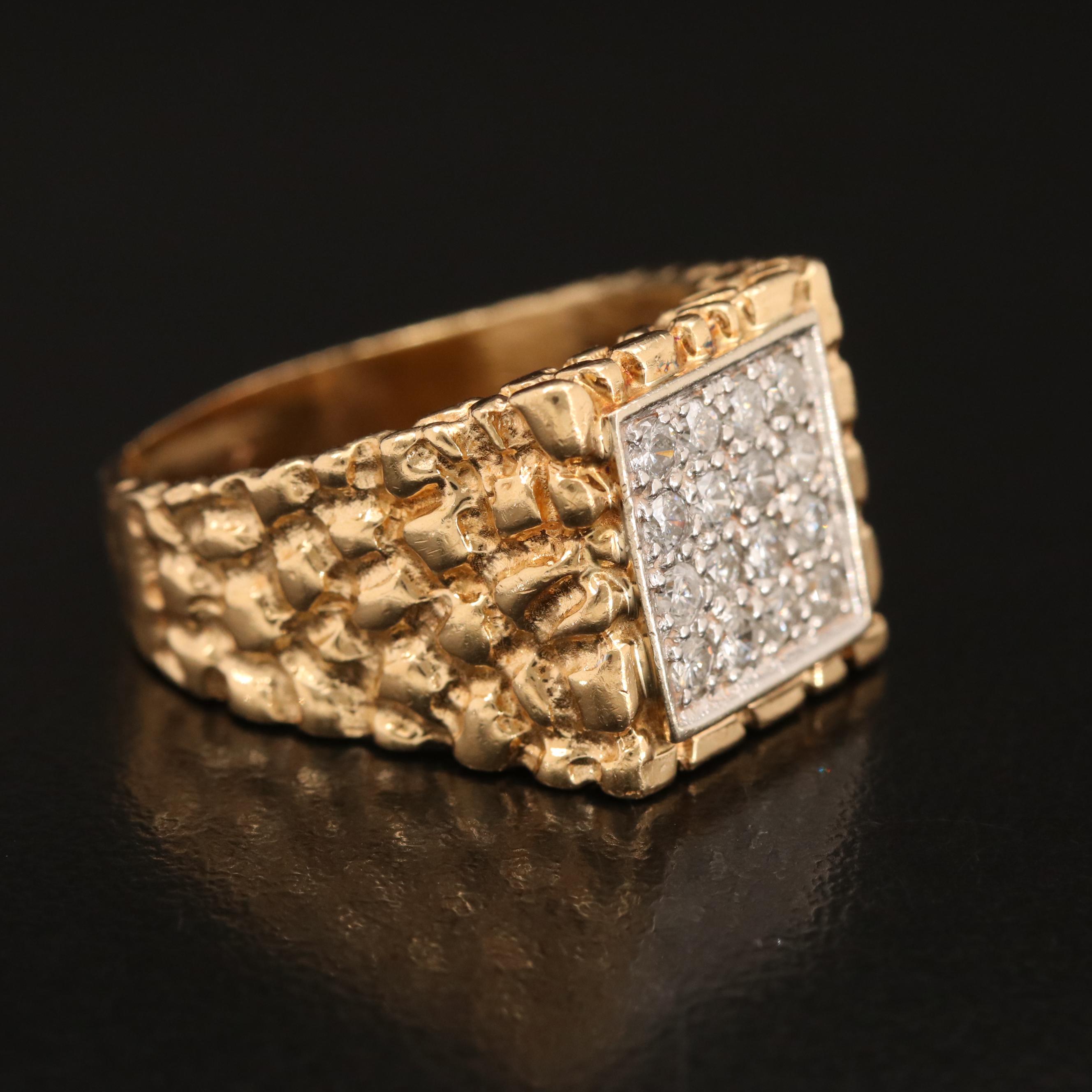 14K Nugget Style 0.56 CTW Diamond Cluster ring