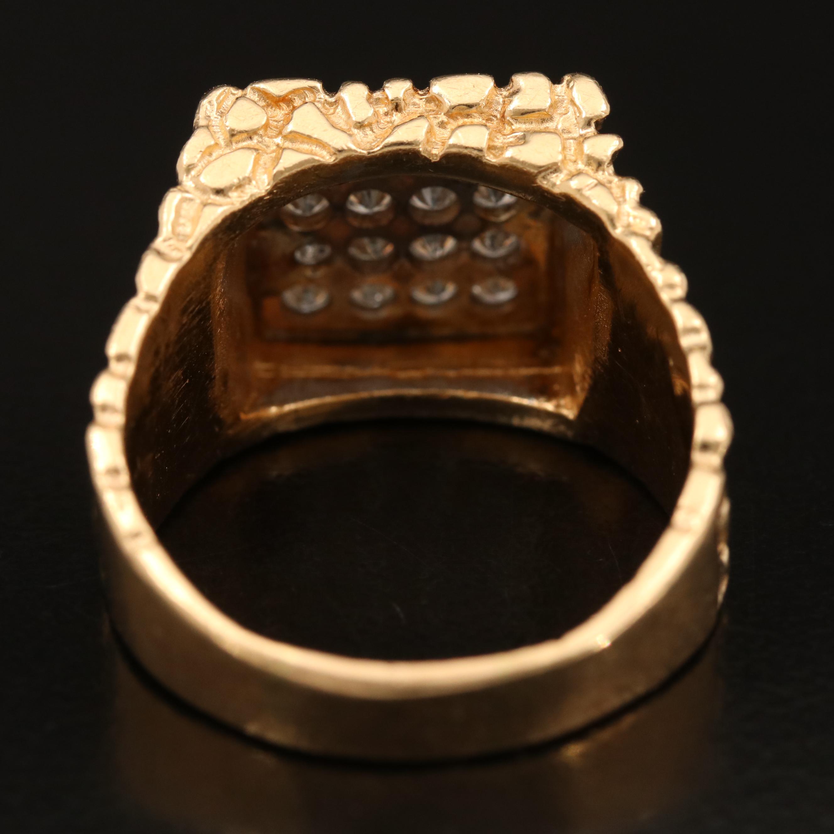 14K Nugget Style 0.56 CTW Diamond Cluster ring