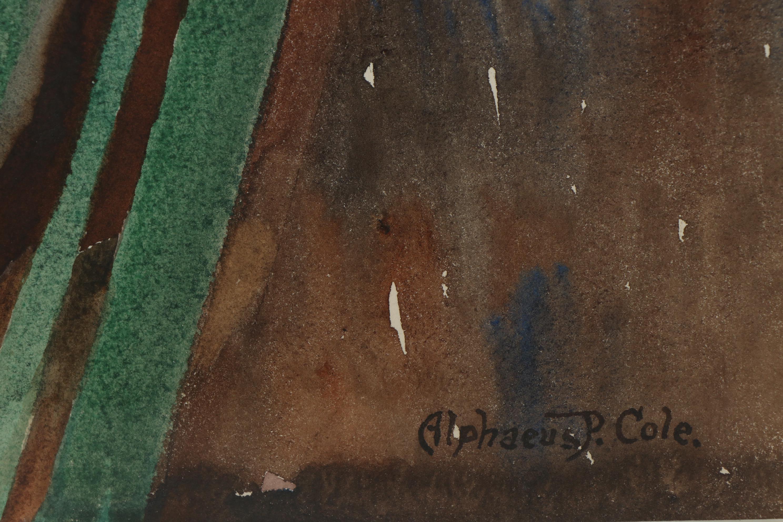 Alphaeus Philemon Cole Portrait Watercolor "Lady with a Book"