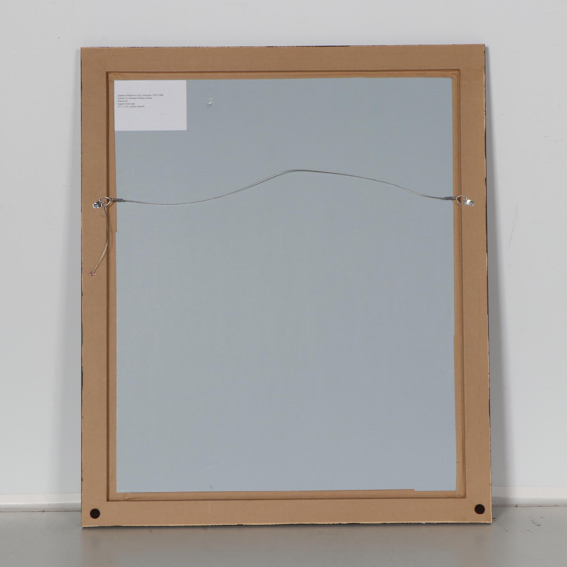 Alphaeus Philemon Cole Portrait Watercolor "Lady with a Book"