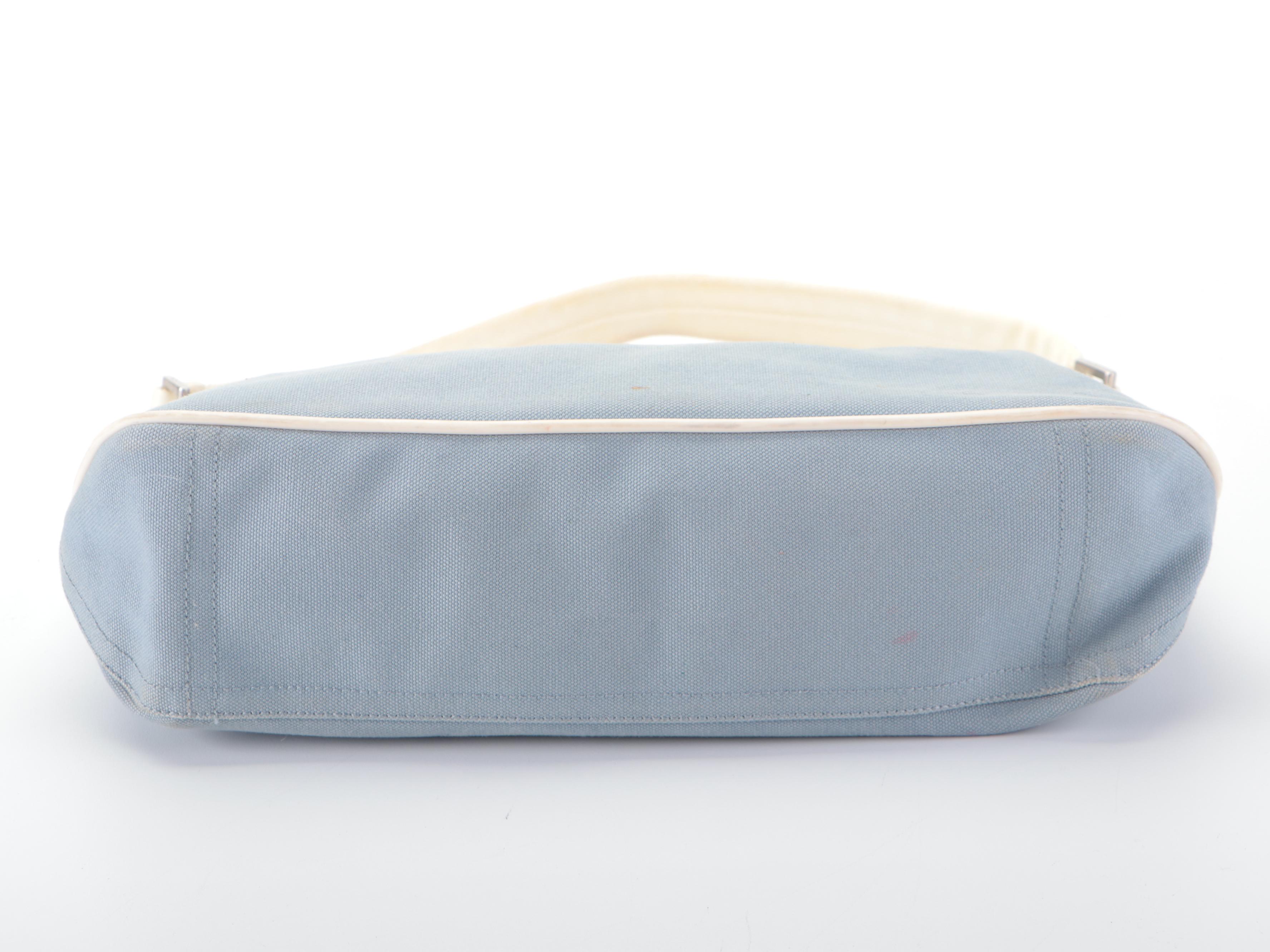 Prada Sport Front-Pocket Shoulder Bag in Light Blue Cotton Canvas