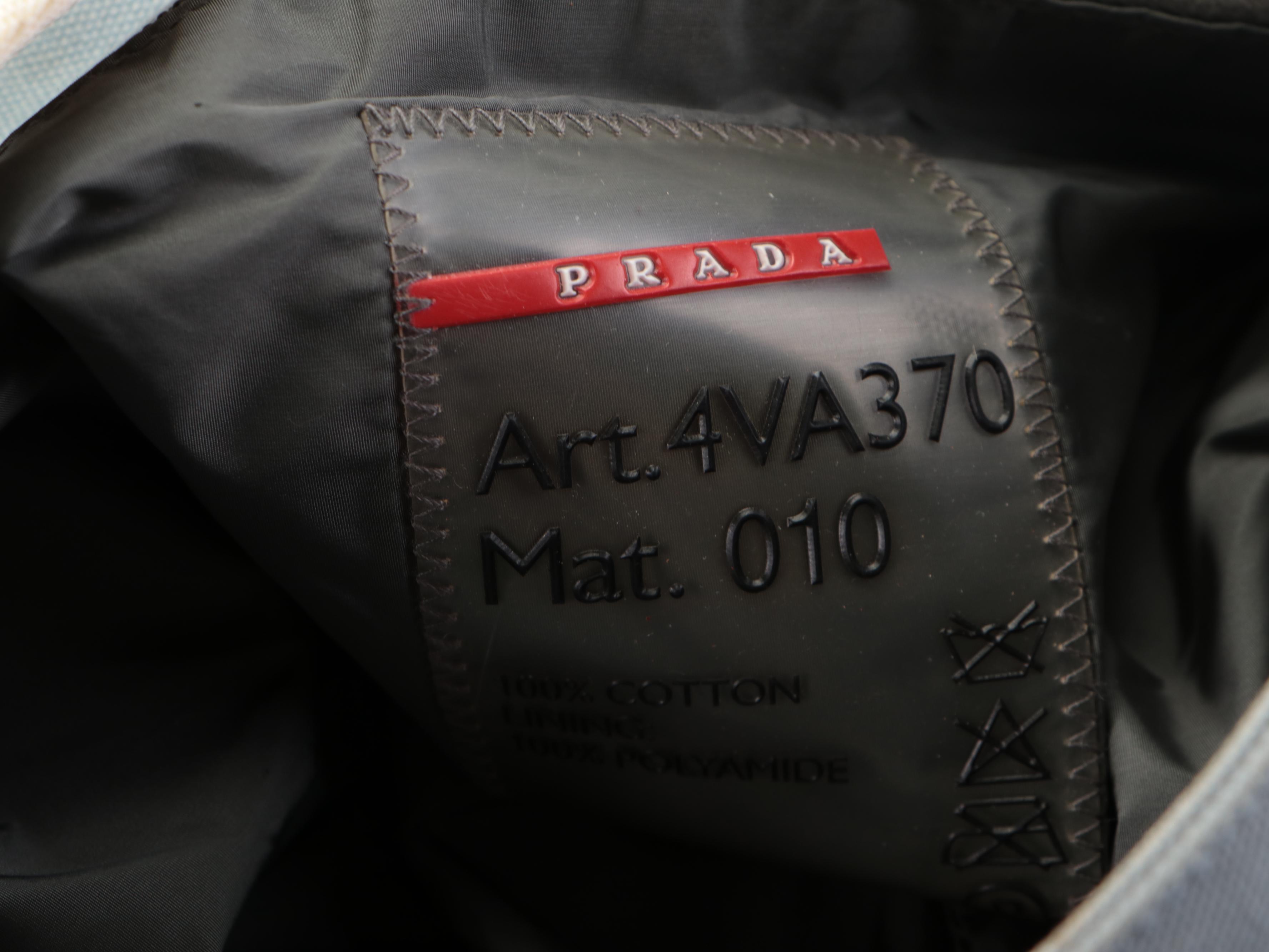 Prada Sport Front-Pocket Shoulder Bag in Light Blue Cotton Canvas