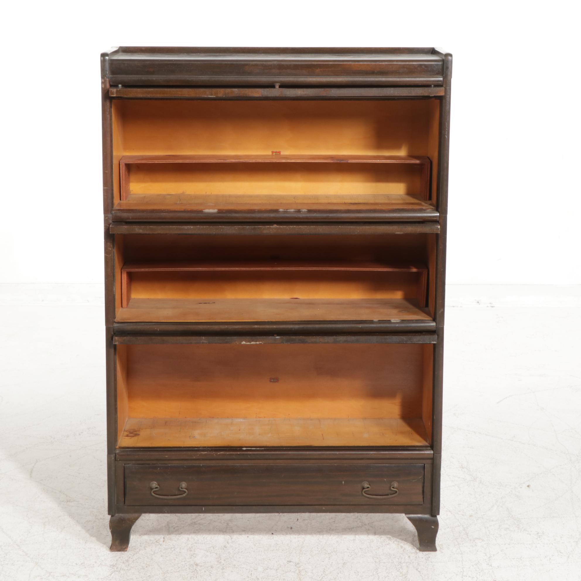 Weis Walnut Three-Stack Barrister's Bookcase, Early to Mid 20th Century