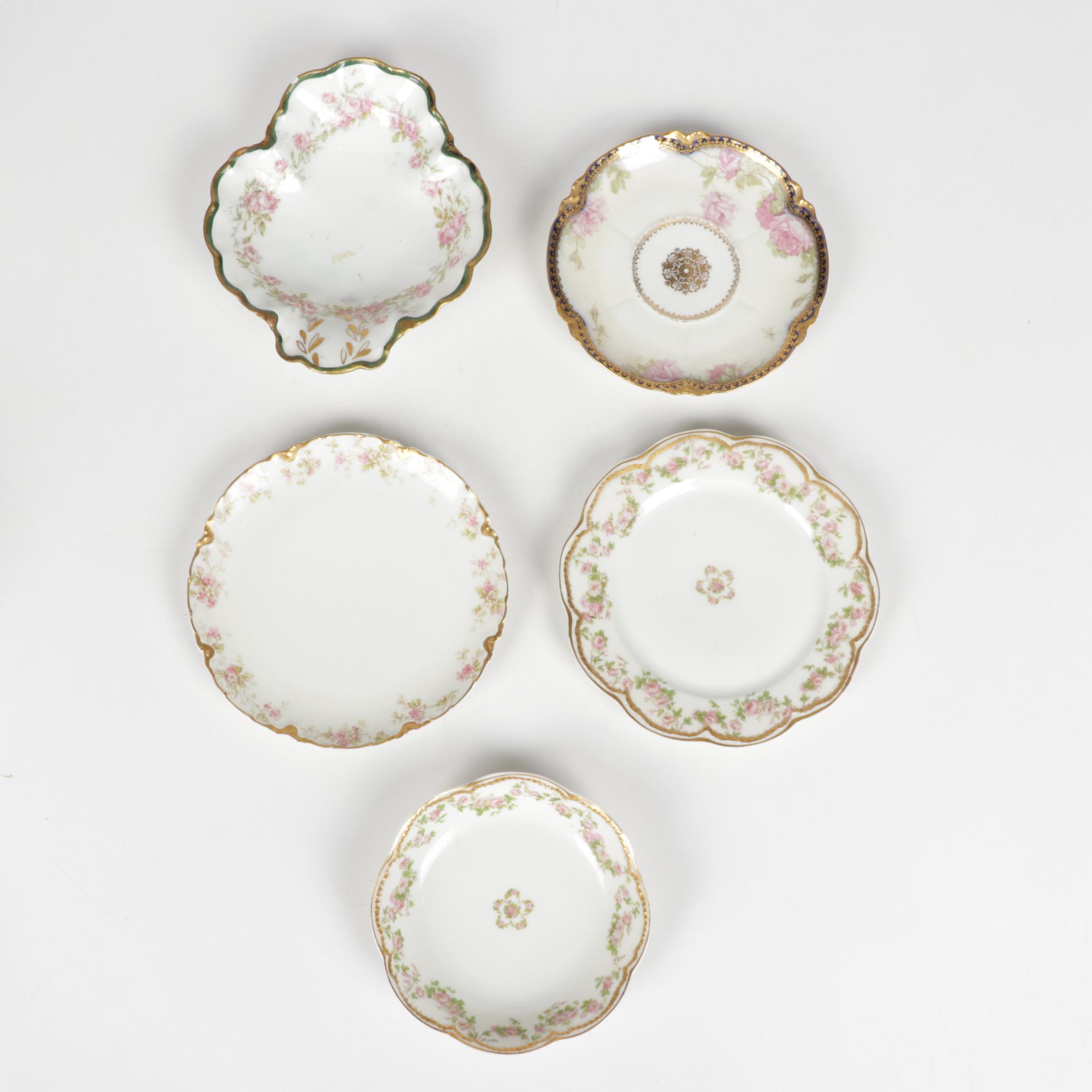 Haviland "Old Abbey" and Other Pink Floral Porcelain Tableware