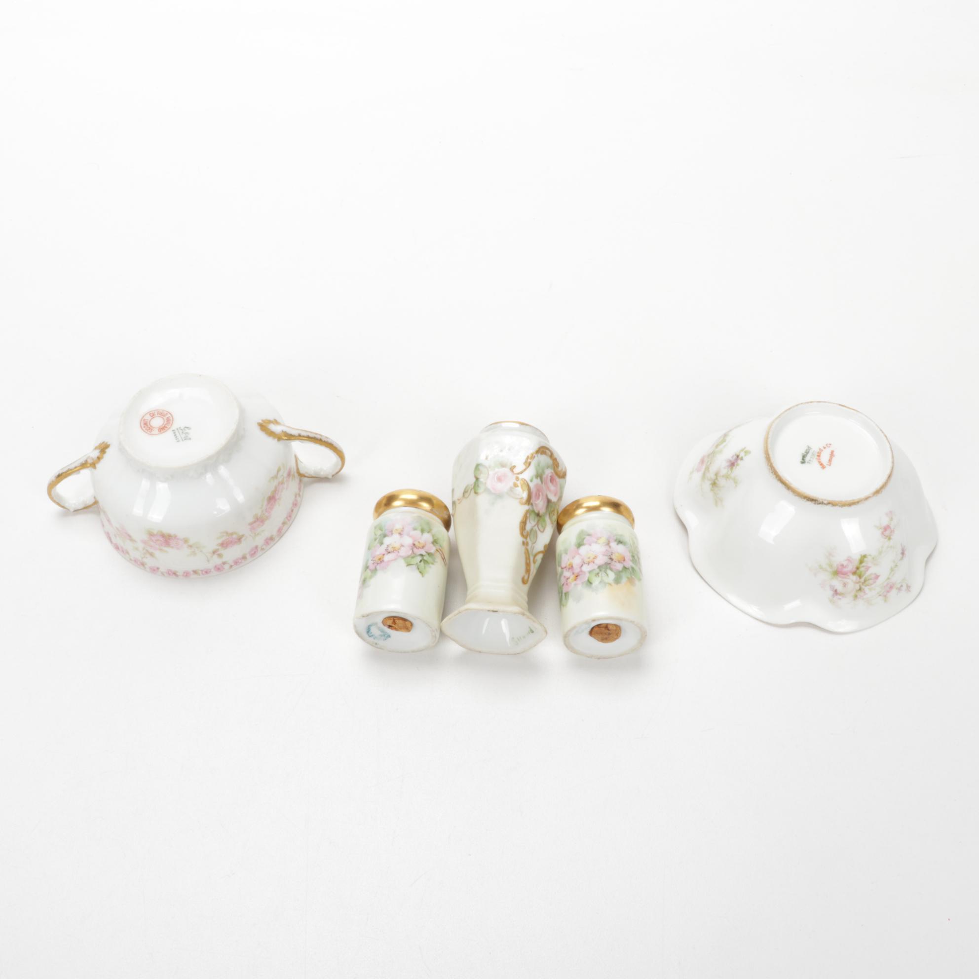 Haviland "Old Abbey" and Other Pink Floral Porcelain Tableware