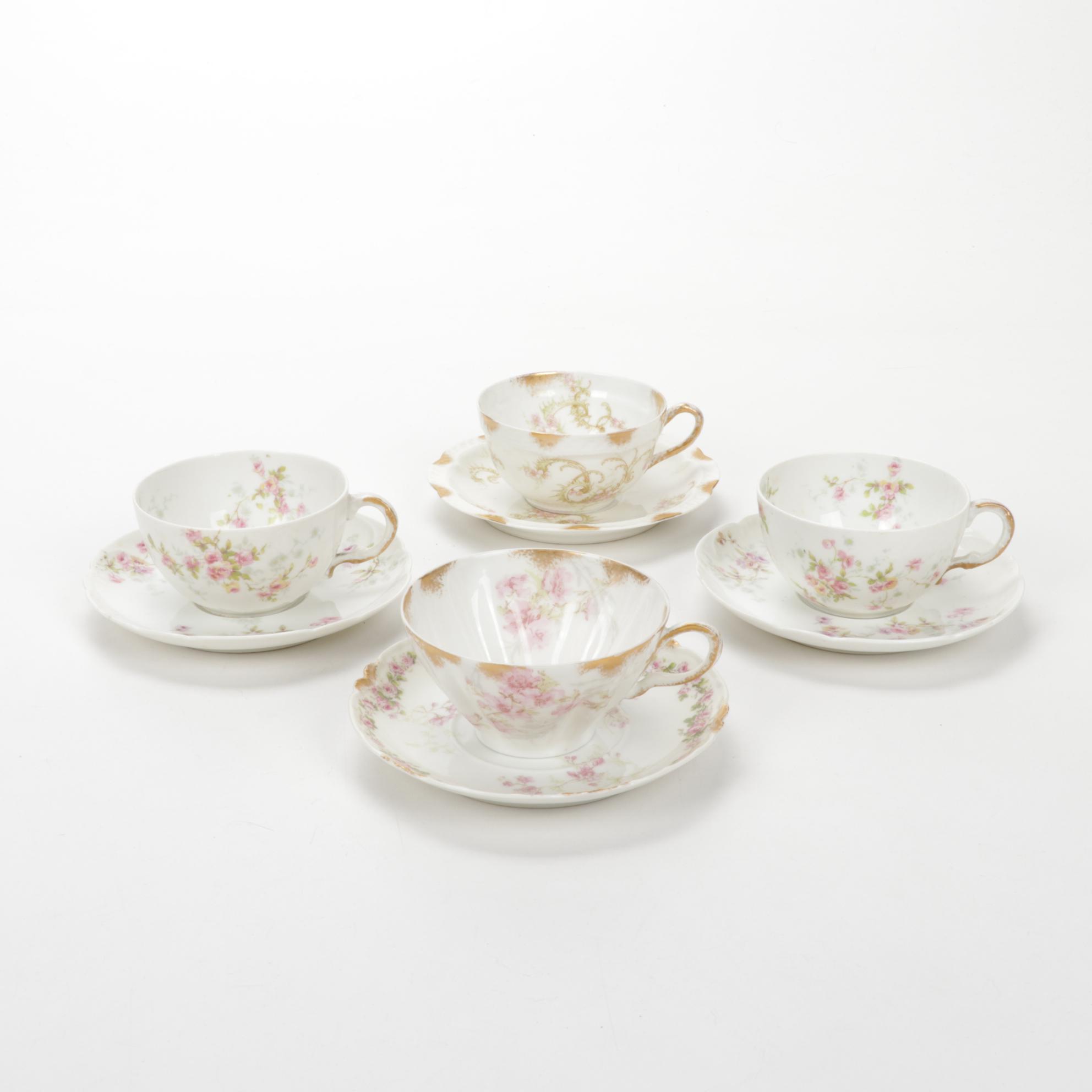 Haviland "Old Abbey" and Other Pink Floral Porcelain Tableware
