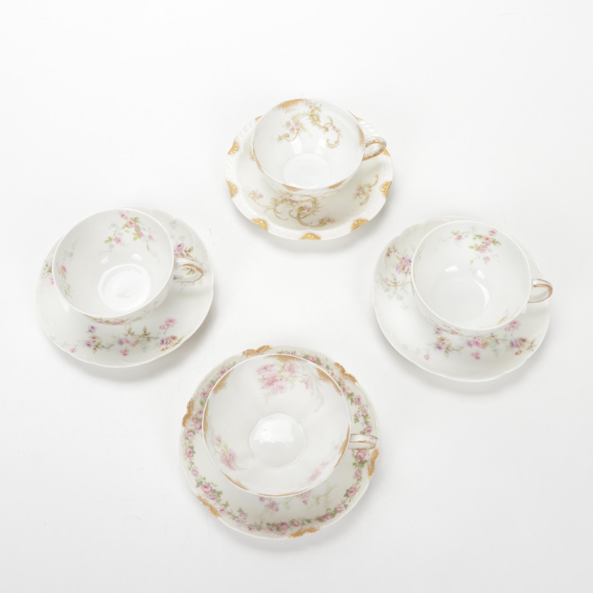 Haviland "Old Abbey" and Other Pink Floral Porcelain Tableware