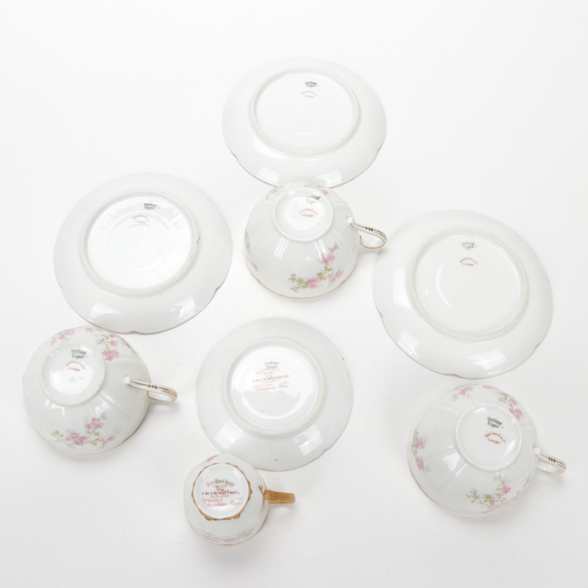 Haviland "Old Abbey" and Other Pink Floral Porcelain Tableware