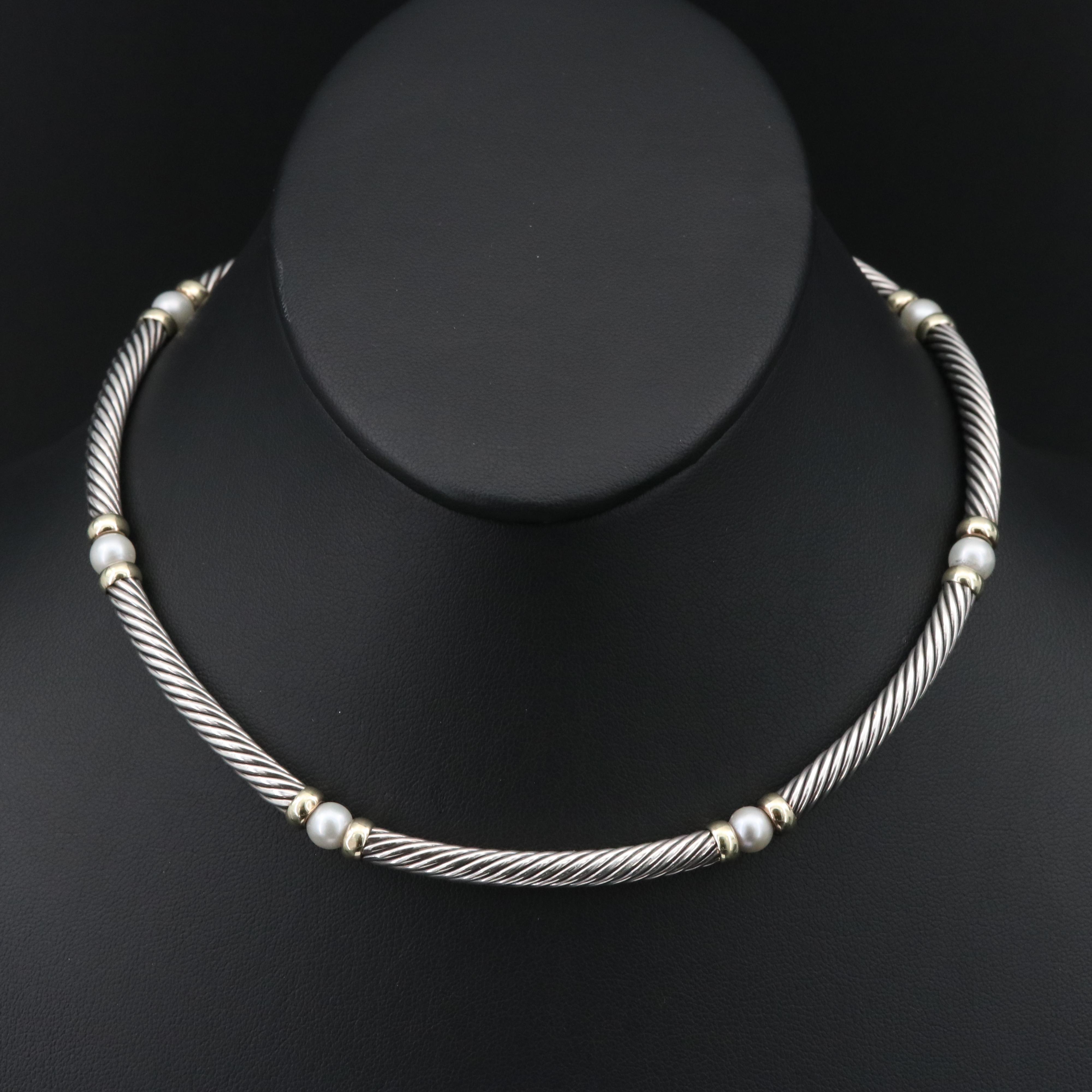 David Yurman "Hampton" Sterling Pearl Necklace with 14K Accents
