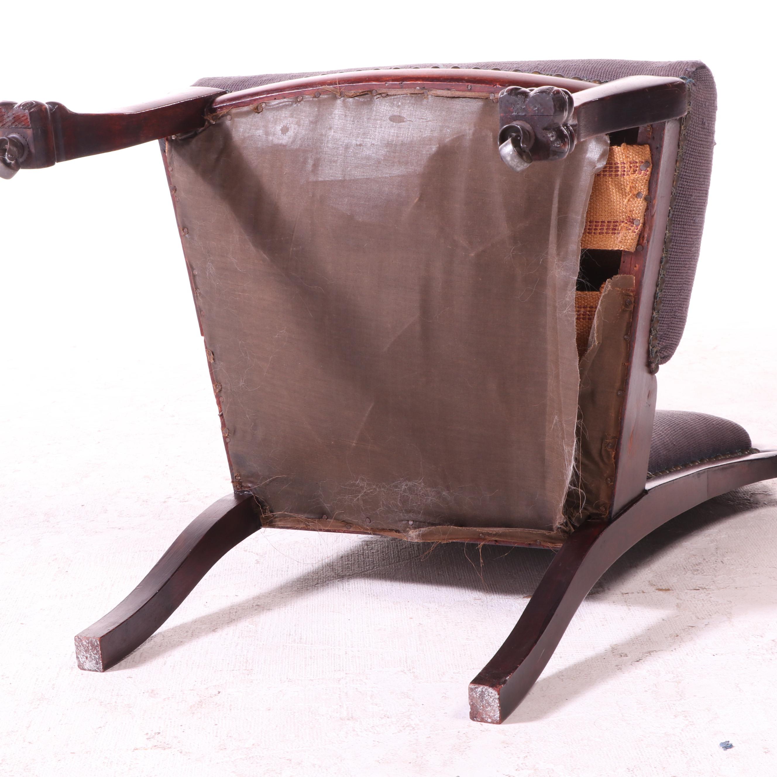 American Renaissance Revival Birch and Needlepoint "Green Man" Parlor Chair