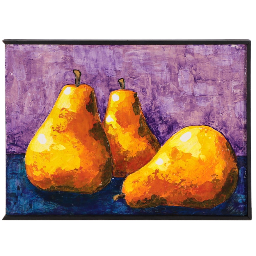 Chip Allen Still Life Acrylic Painting of Pears, 2005