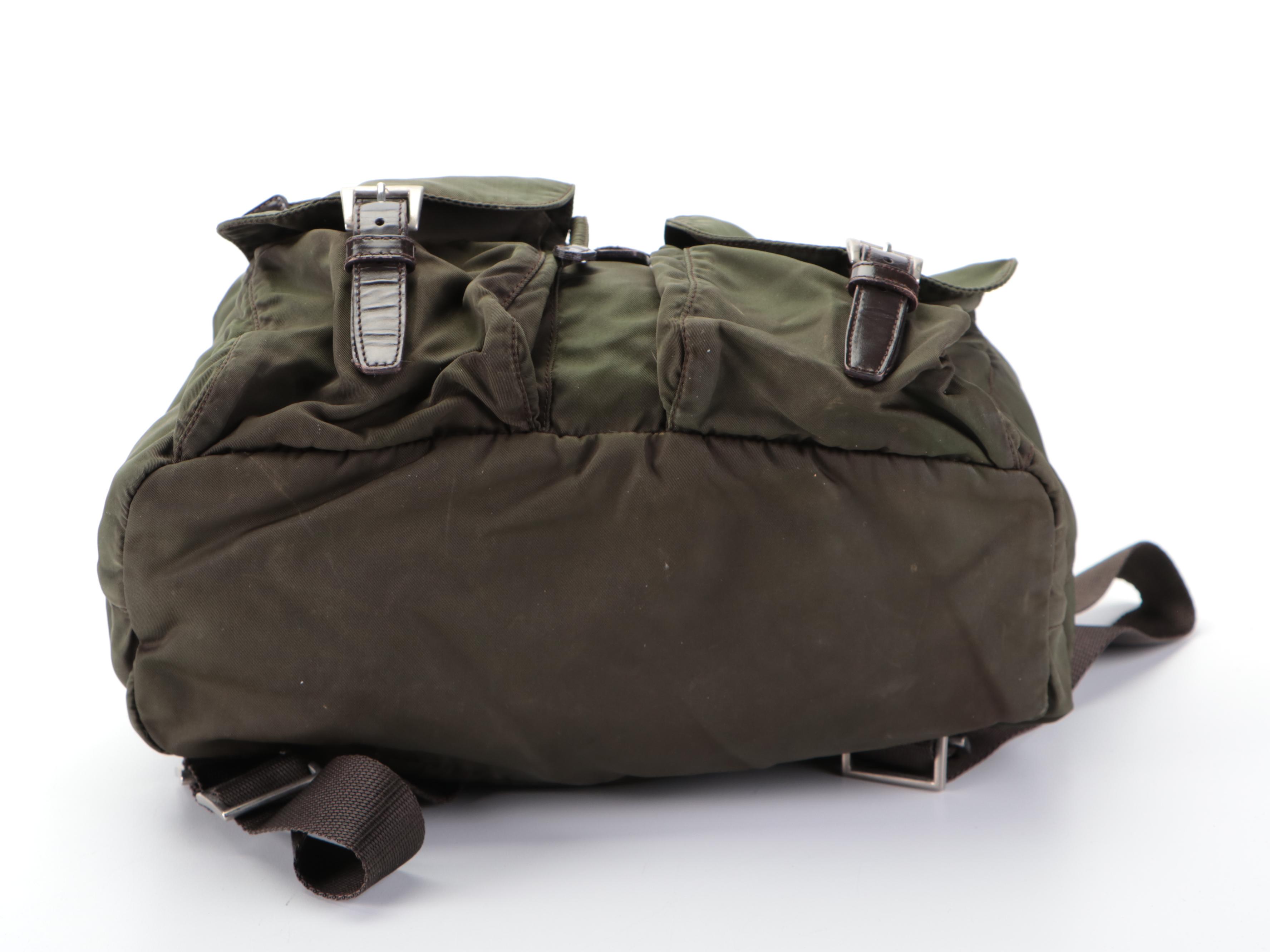 Prada Rucksack in Dark Green and Brown Leather
