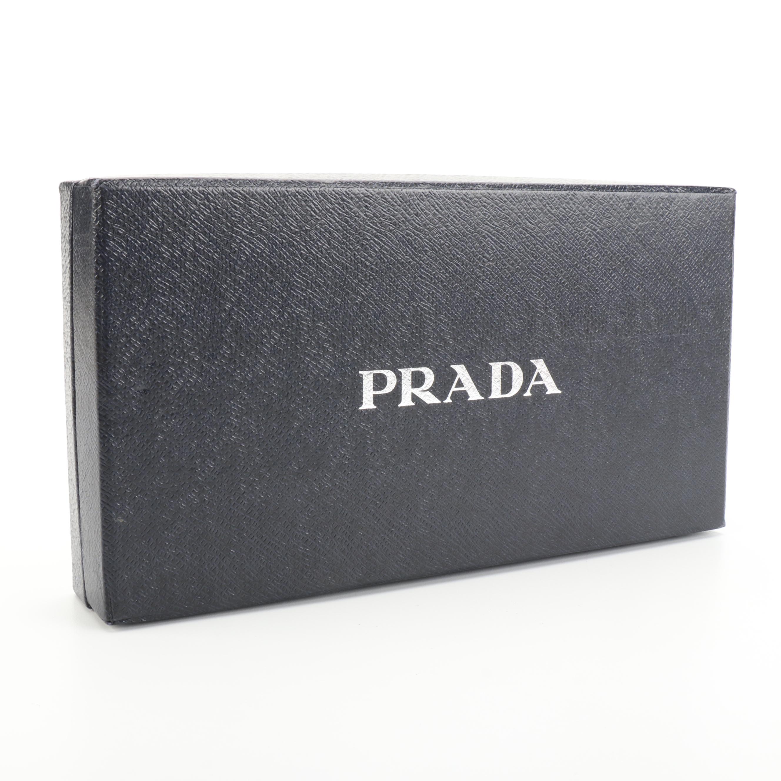 Prada Zip Around Continental Wallet in Lacca Vitello Move Leather with Box