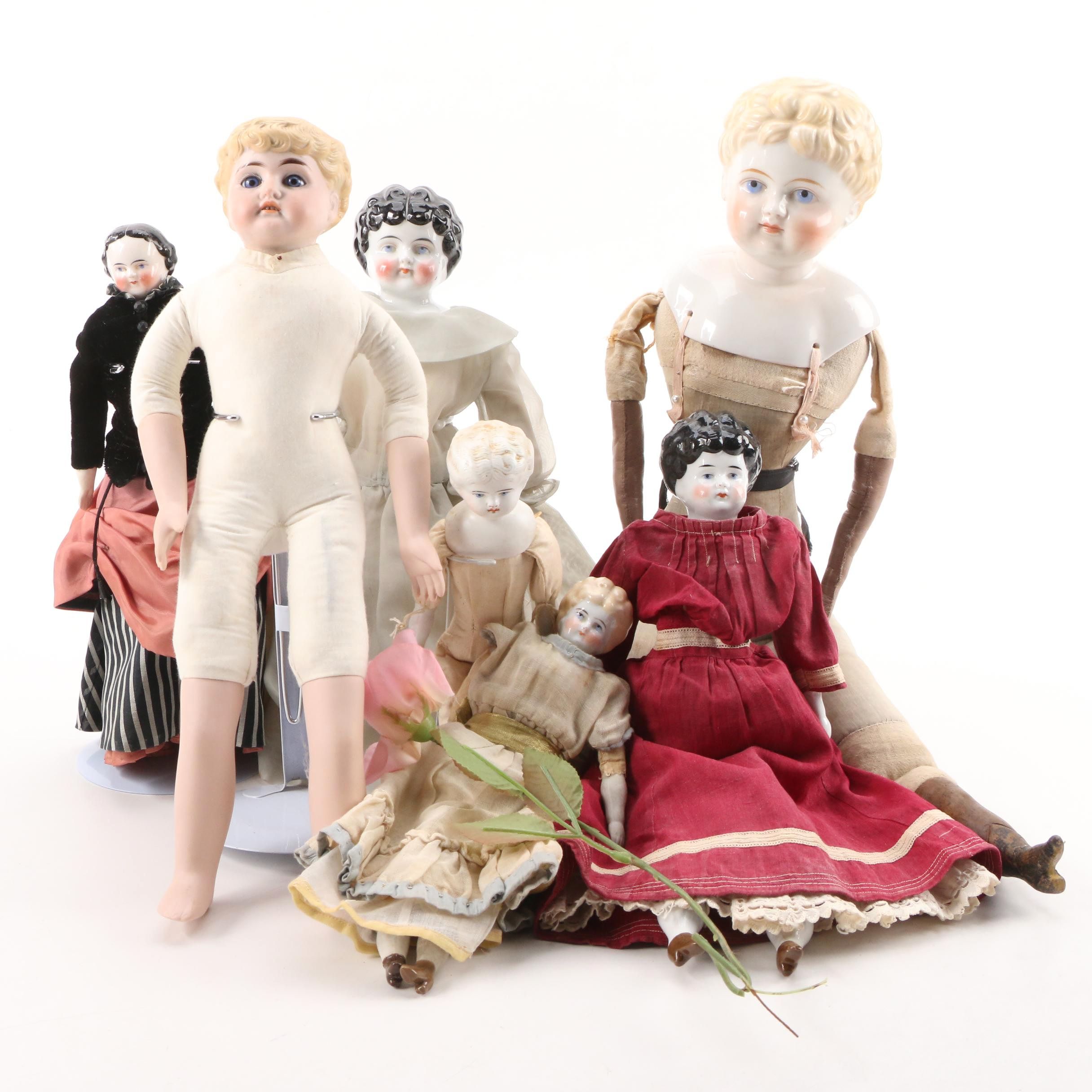 China Doll Heads, Arms, Legs Dolls, Vintage