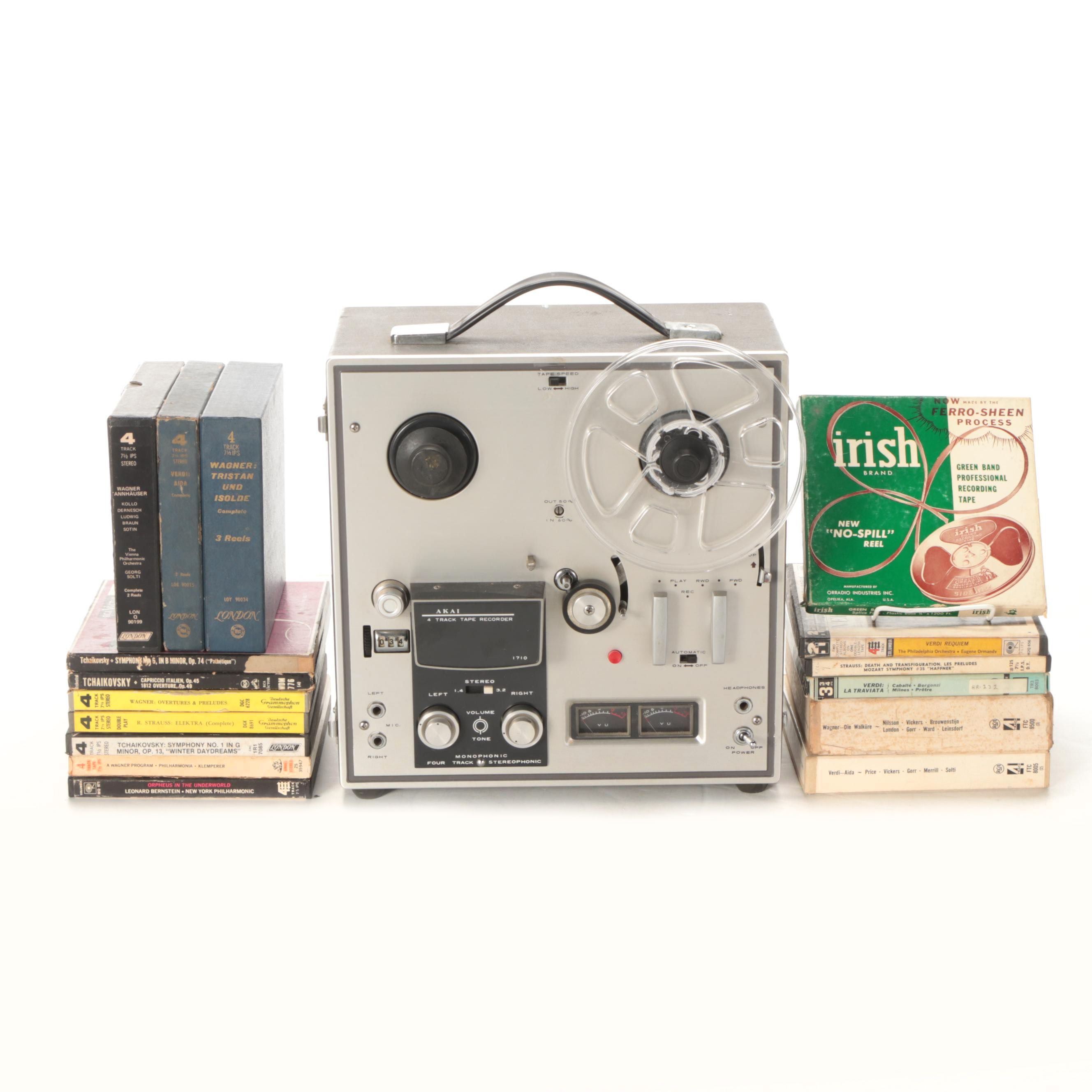 Akai Reel To Reel Tape Recorder, Wagner, Verdi, Mozart, Other Classical Tapes